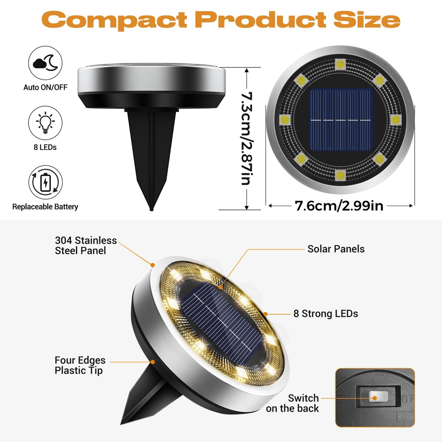 Vighep Solar Ground Lights 24 Pack Flat Solar Light Outdoor Waterproof Bright Led Solar Disc Lights 3000K Warm White Landscape Lighting For Outside Yard Garden Pathway Driveway Lawn