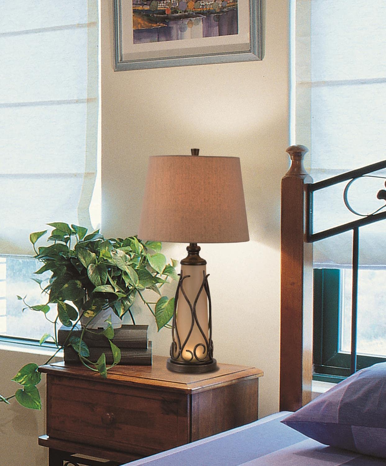 Cal Lighting BO-2348TB Taylor Table Lamp, 1W LED Night Light, 15x15x29.5in, Metal, Bronze/Dark