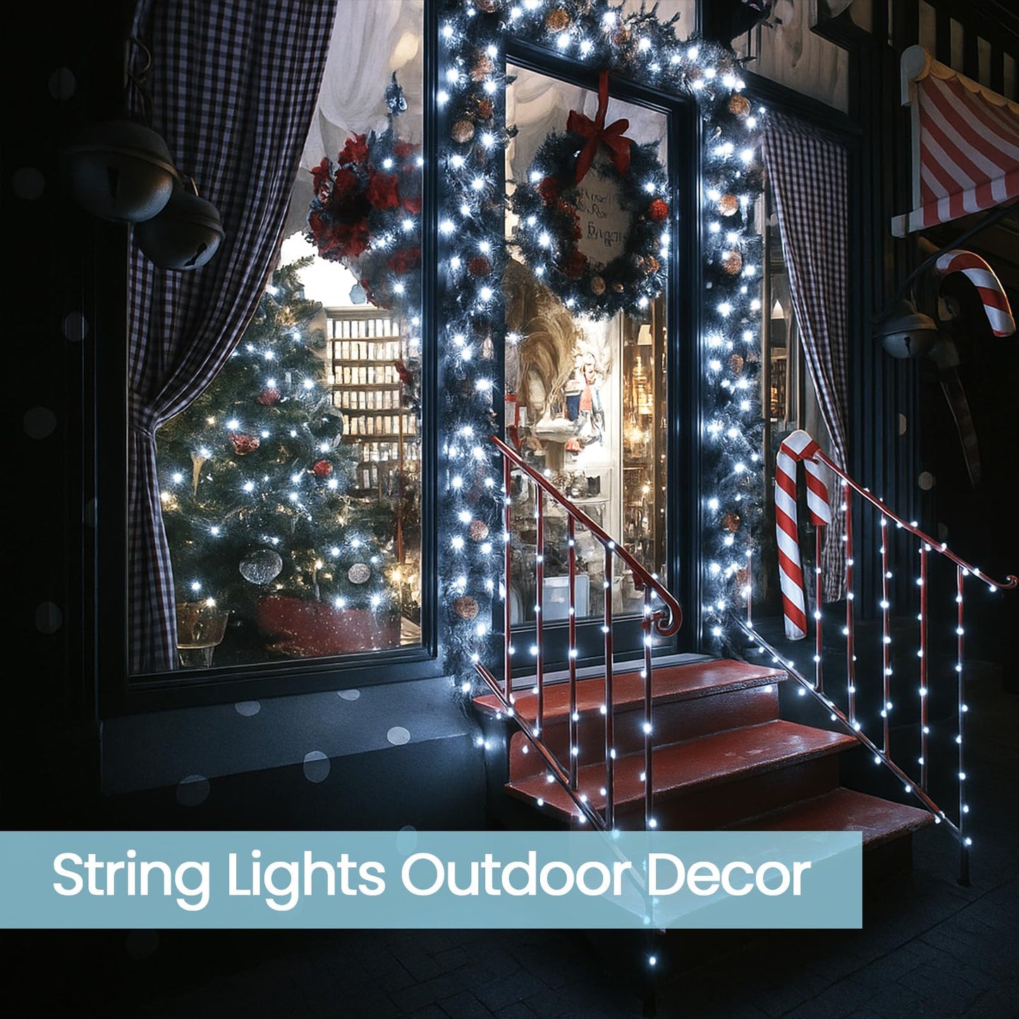 6 Pack 270Ft Solar Christmas Lights Outdoor Waterproof Super Bright 480 Led Solar String Lights With 8 Lighting Modes Green Wire Twinkle Tree Light For Outside Xmas Party Decor (Cool White)