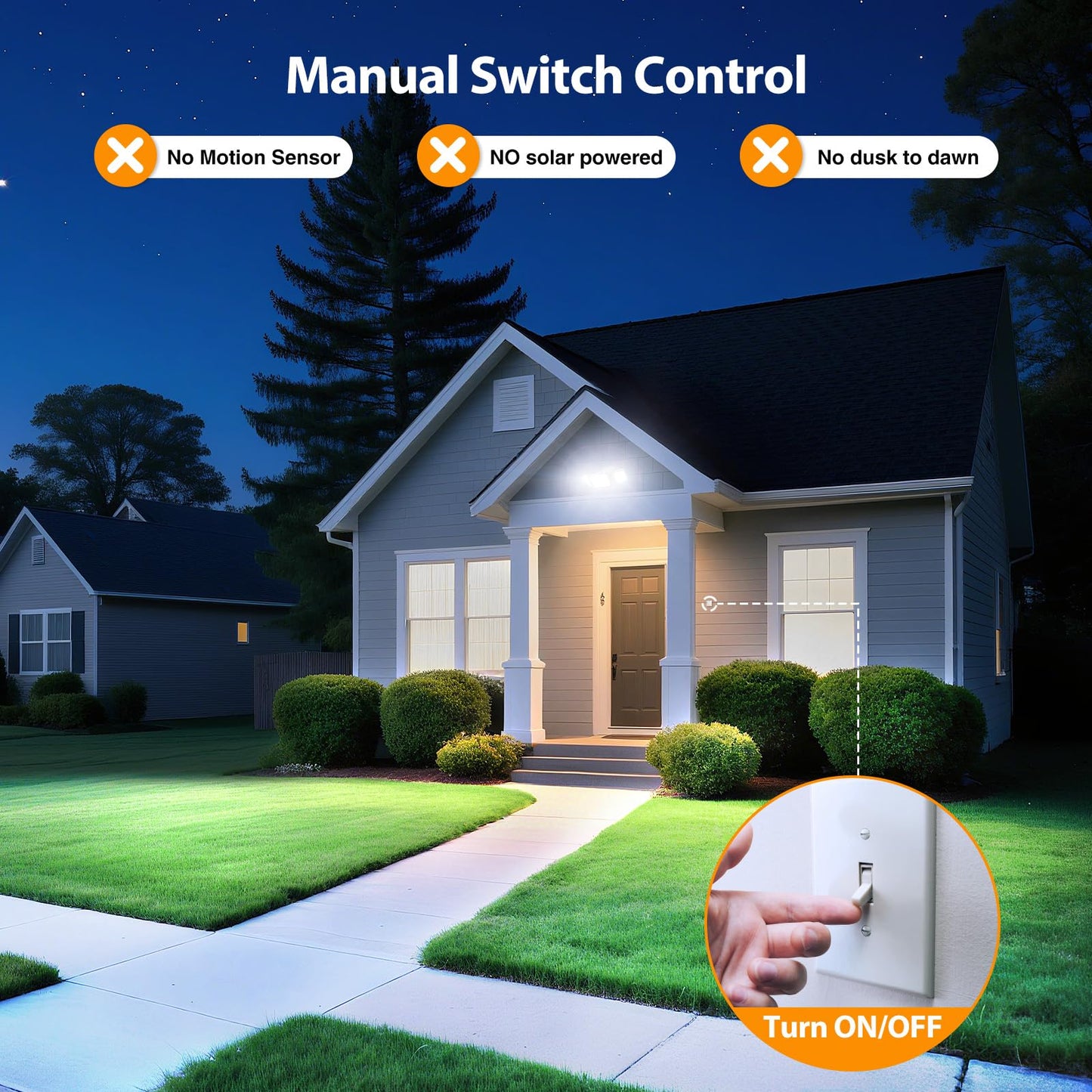 Onforu 55W LED Flood Light Outdoor, 5500LM, 3 Adjustable Heads, IP65 Waterproof, White, Model BDB55-3