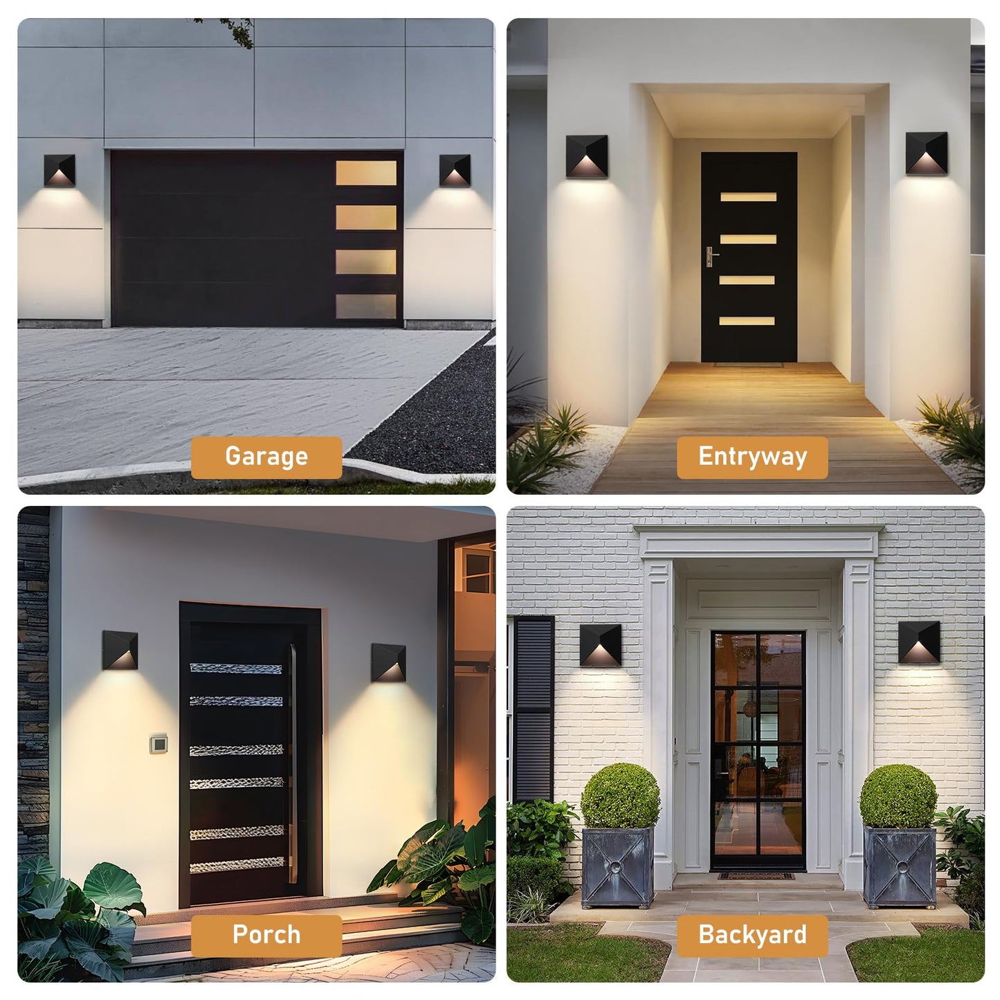 Qqcherry Outdoor Light Fixture Wall Mount 8W Led Exterior Lighting Fixtures For Outside Modern Front Porch Lights Waterproof Black Wall Sconce For House Patio Garage Doorway Entryway