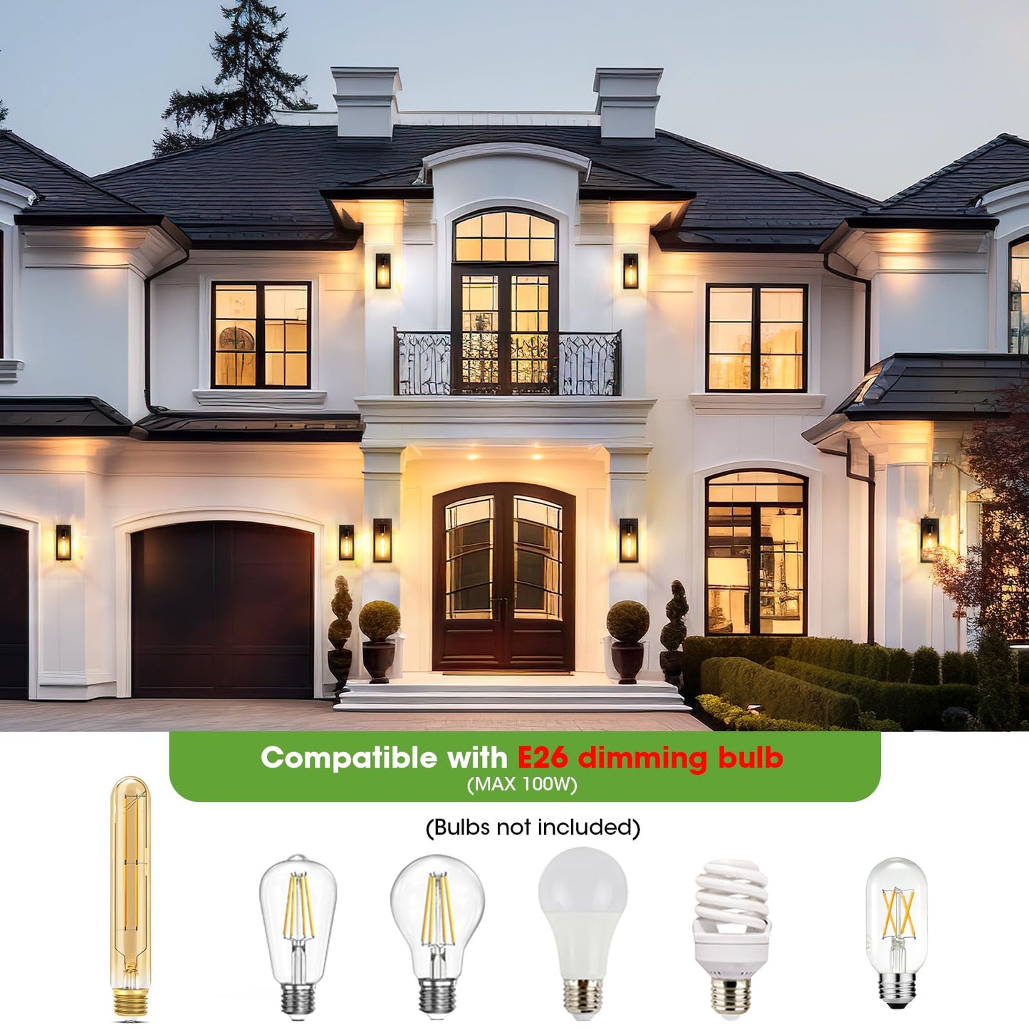 10.6 Motion Sensor Outdoor Wall Sconce Lights 2Pack Dusk To Dawn Black Exterior Lighting Fixtures With 3 Lighting Modes Front Porch Lights Outdoor Garage Lighting Fixtures Wall Mount For House