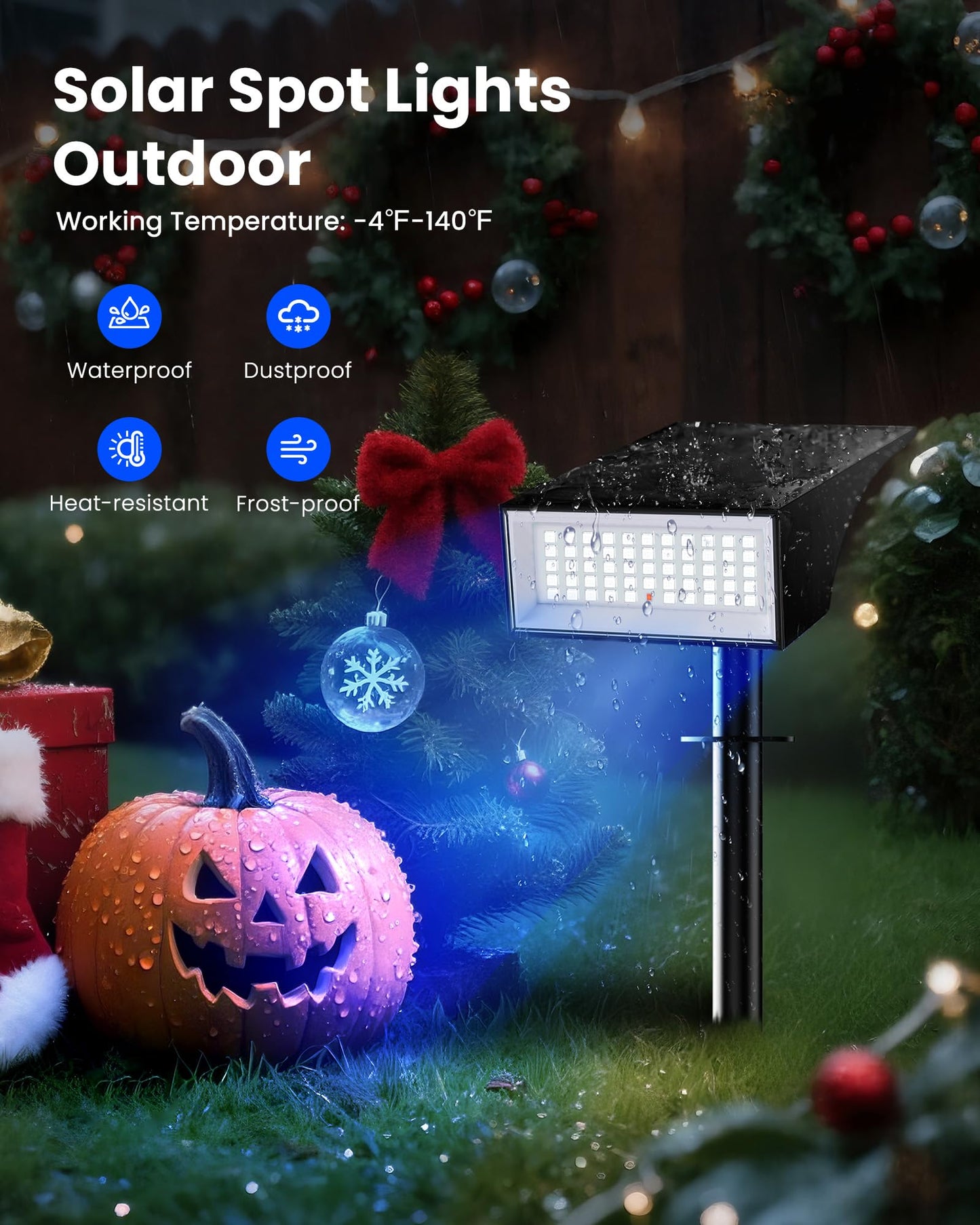 Koicaxy Solar Lights Outdoor Waterproof 6 Pack Ip65 9 Light Modes Higher Charging Efficiency Auto On/Off Solar Spotlights For Outside Garden Decor Yard Pathway Patio Holiday Christmas - Rgb Light