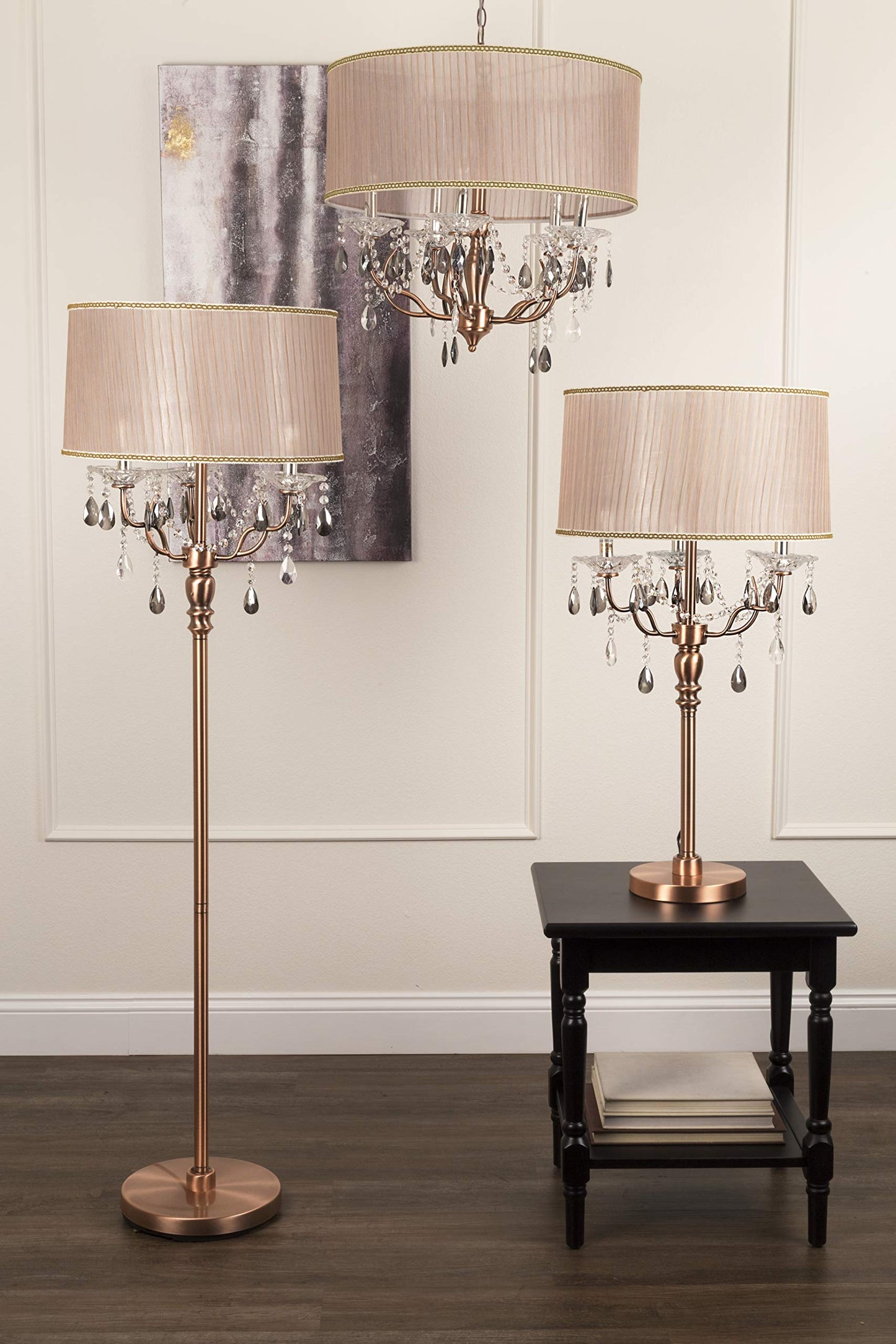 OK Lighting Crystal Table Lamp 35-Inch OK-5126T Dusty Rose Rose Gold