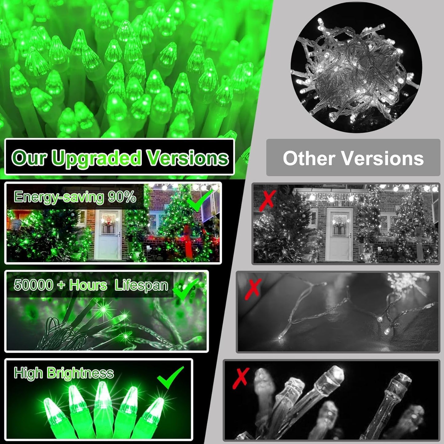 750 Led 240Ft Christmas String Lights Outdoor 12 Pro Modes And Timer Memory & Brightness Plug In Outdoor Waterproof Clear Wire Twinkle Light For For Xmas Yard Tree Wedding Party Decor (Green)