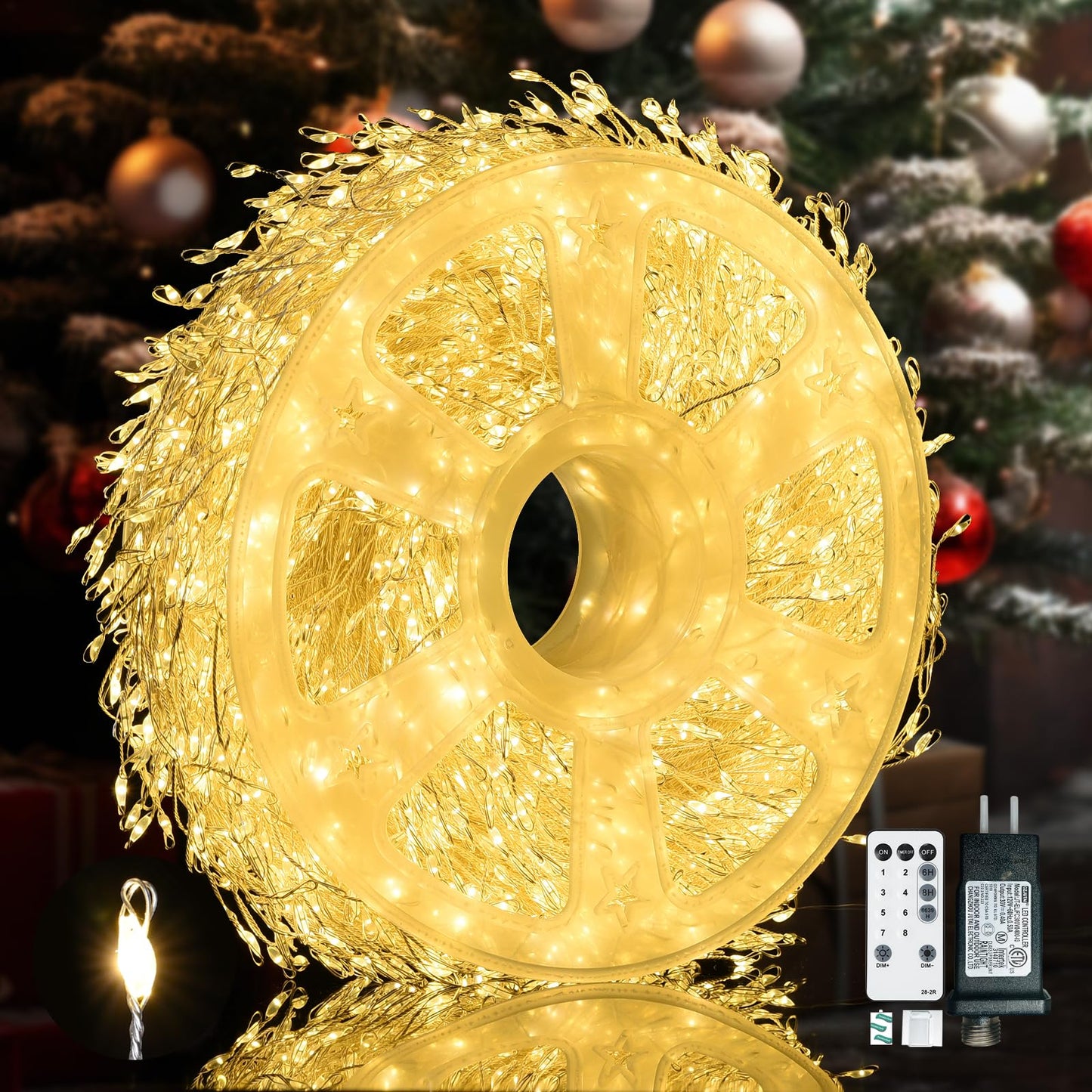 Fairy Lights Plug In Dailyart 3000 Led Cluster Lights With Timer 195Ft Waterproof Warm Twinkle String Light With Remote For Bedroom Wreath Garland Window Wedding Christmas Tree Decoration Sliver Wire