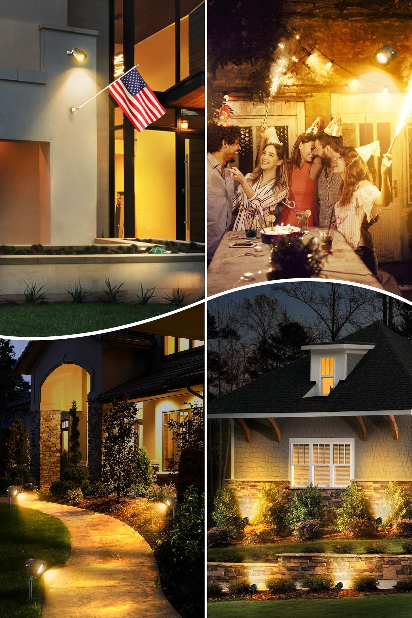 T-Sun Dusk To Dawn Outdoor Lighting Flag Spot Lights With Photocell Auto On/Off Waterproof 3000K Warm White Led Plug-In Landscape Spotlights For Garden Yard Tree Pathway Pole House