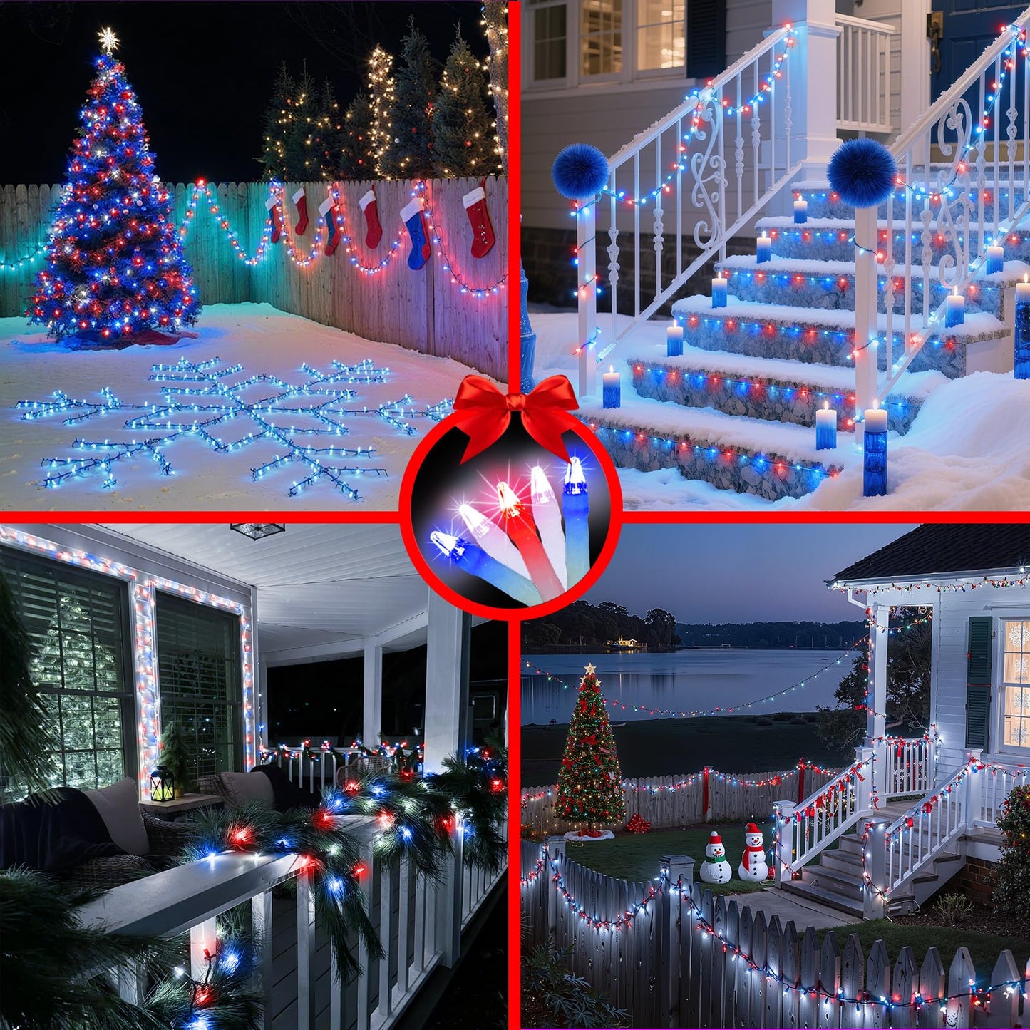 1500 Led 470Ft Christmas String Lights Outdoor 12 Pro Modes And Timer Memory & Brightness Plug In Waterproof Clear Wire Twinkle Light For For Xmas Yard Tree Wedding Party Decor Red White Blue