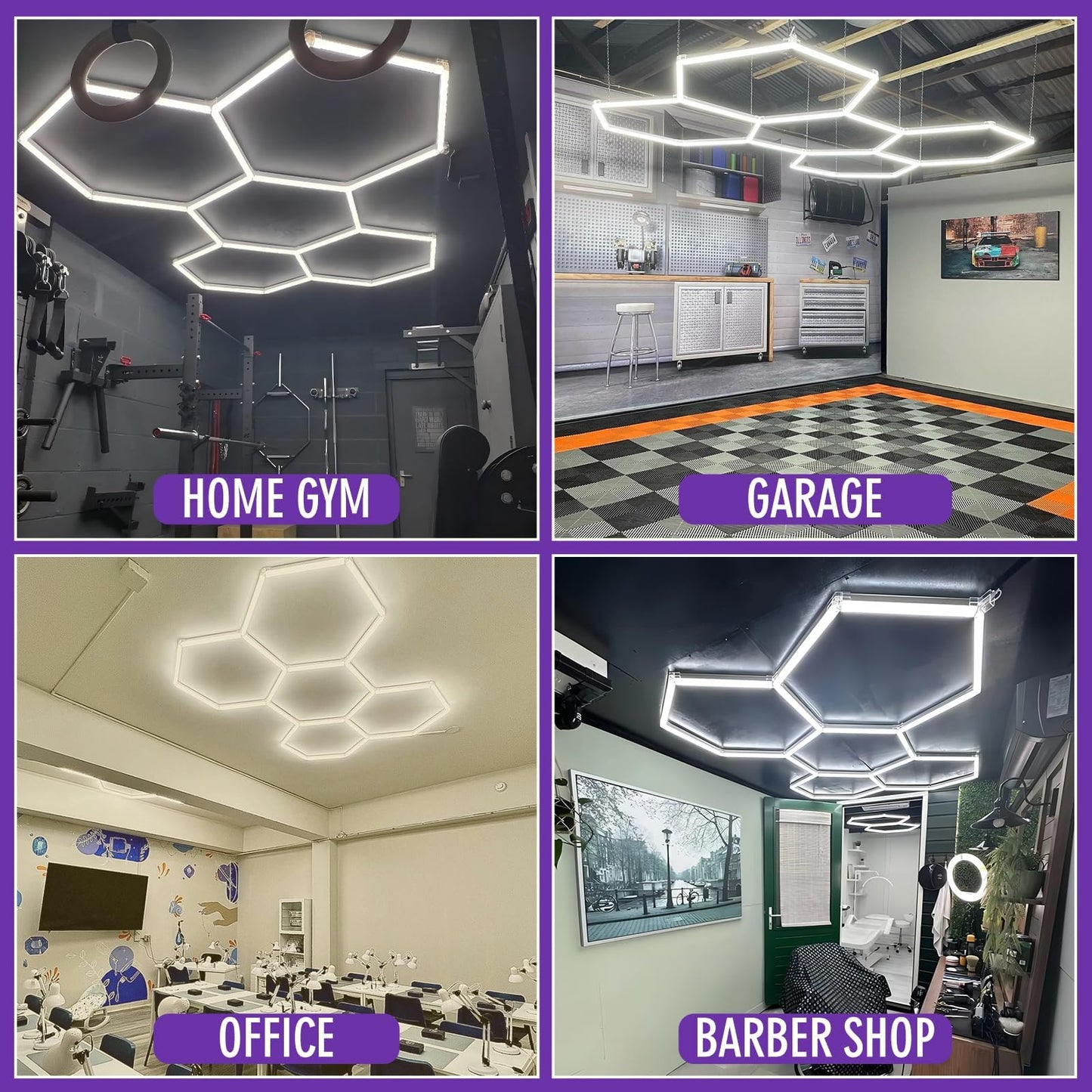 Goslarlit Dimmable 26Pack Hexagon Garage Light 6500K/4000K/3000K 3 Color Temperature Hexagon Light Led Lighting For Garage Gym Barber Auto Detailing Shop