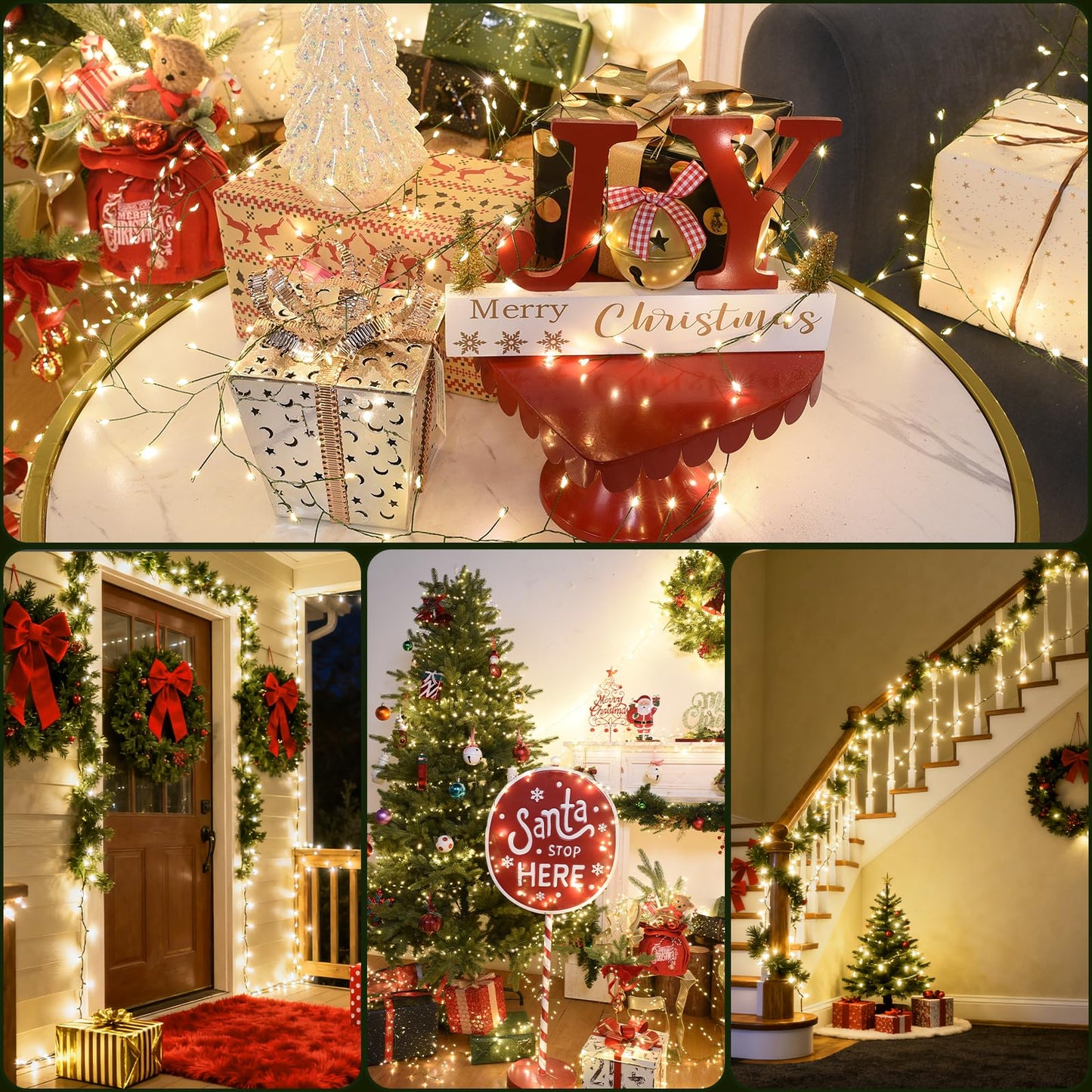 Lycklig Fairy Lights Plug In 65Ft 1000Led Warm Christmas Garland Lights With Timer Remote Waterproof Fire er Twinkle Cluster String Light For Bedroom Wreath Party Wreath Tree Decor Green Wire
