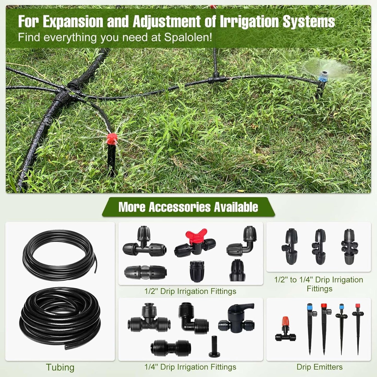 100FT 1/4 Inch Drip Irrigation Tubing with 10 Pack Push-to-Connect 1/4" Tee Connectors, Distribution Drip Line Hose & Universal Tee Fitting, for Drip Irrigation Parts or Drip System and Misting System