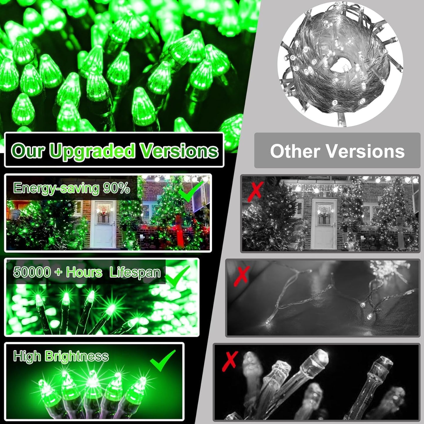 1500 Led 470Ft Christmas String Lights Outdoor 12 Pro Modes And Timer Memory & Brightness Plug In Waterproof Dark Green Wire Twinkle Light For For Xmas Yard Tree Wedding Party Decor (Green)