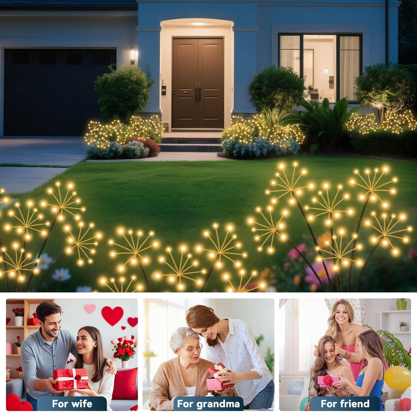 Solar Garden Lights 6 Pack Waterproof Swaying Starburst Light Solar Outdoor Lights For Yard Patio Walkway Pathway Party Wedding Decoration Unique Gifts For Women Warm White