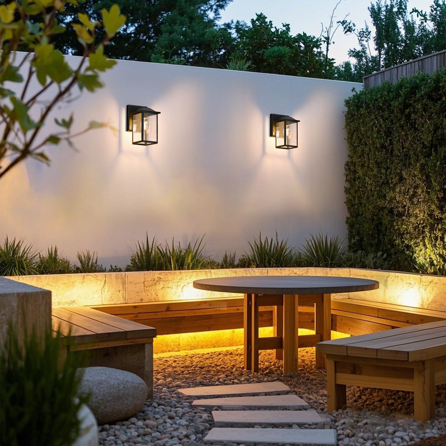 Matameye Outdoor Wall Lantern Exterior Waterproof Wall Sconce Lighting Fixture Black Front Door Light With Glass Anti-Rust Porch Lamp