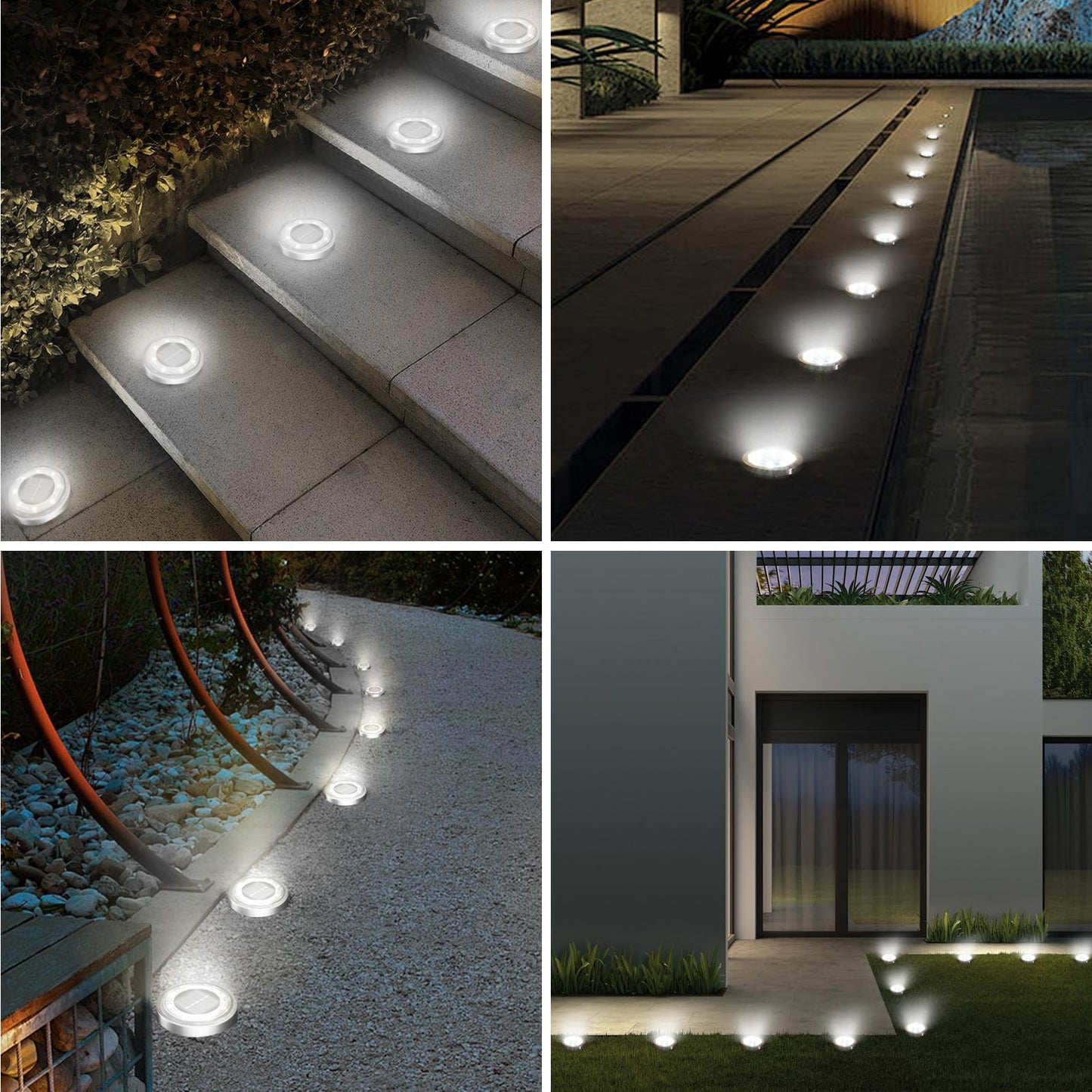 Vighep Solar Ground Lights 18 Pack Flat Solar Lights Outdoor Waterproof Bright Led Solar Disc Lights 6000K Cool White Landscape Lighting For Outside Yard Garden Pathway Driveway Lawn