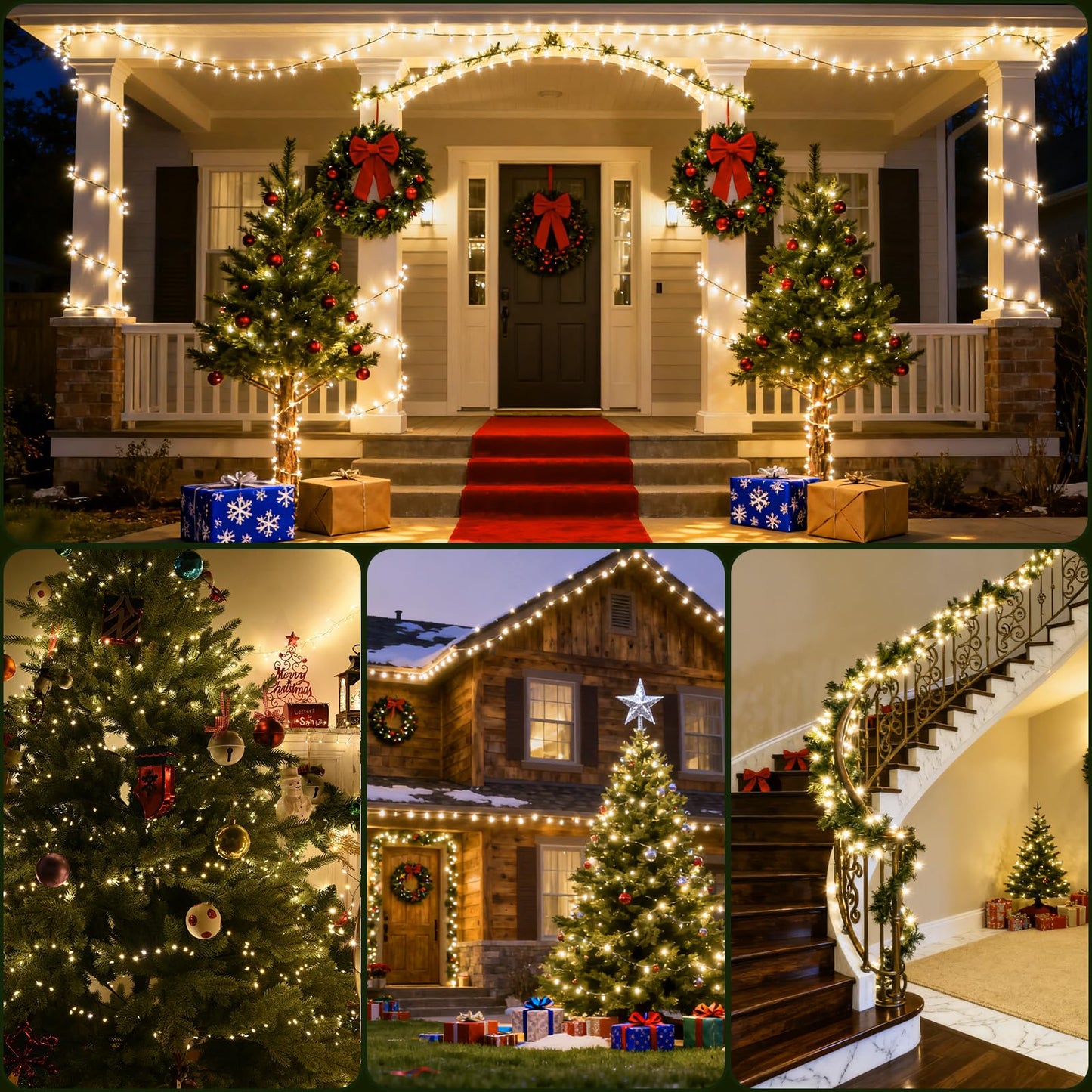 Lycklig Fairy Lights Plug In 130Ft 2000Led Warm Christmas Wreath Twinkle Lights With Timer Remote Waterproof Fire er Firefly Cluster String Light For Bedroom Graland Party Tree Decor Black Wire