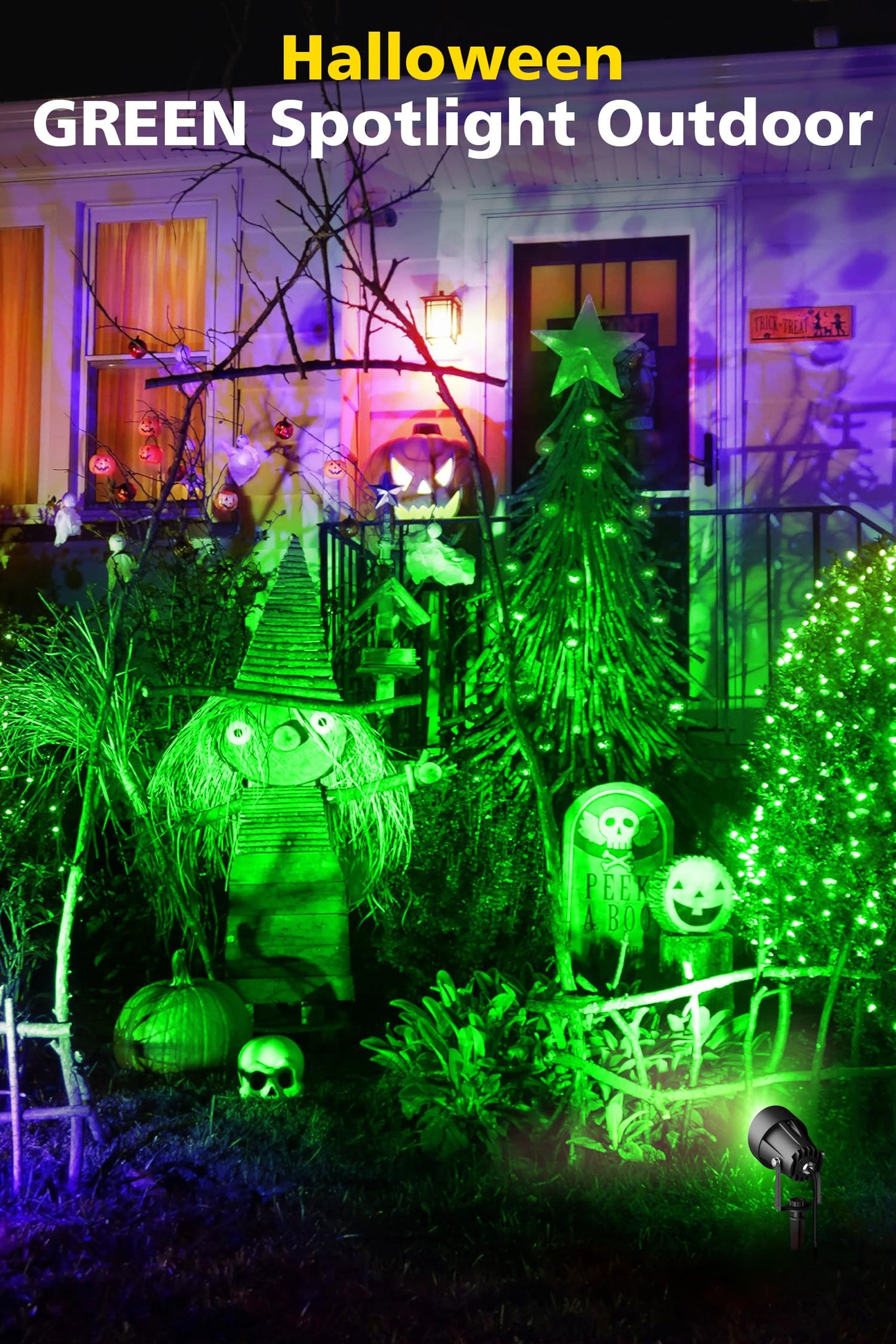 T-Sun Christmas Green Spotlight Outdoor Waterproof Led Landscape Lighting With Us Plug Easy Install 270?Adjustable Outdoor Spot Lights For Garden Tree Yard Decor