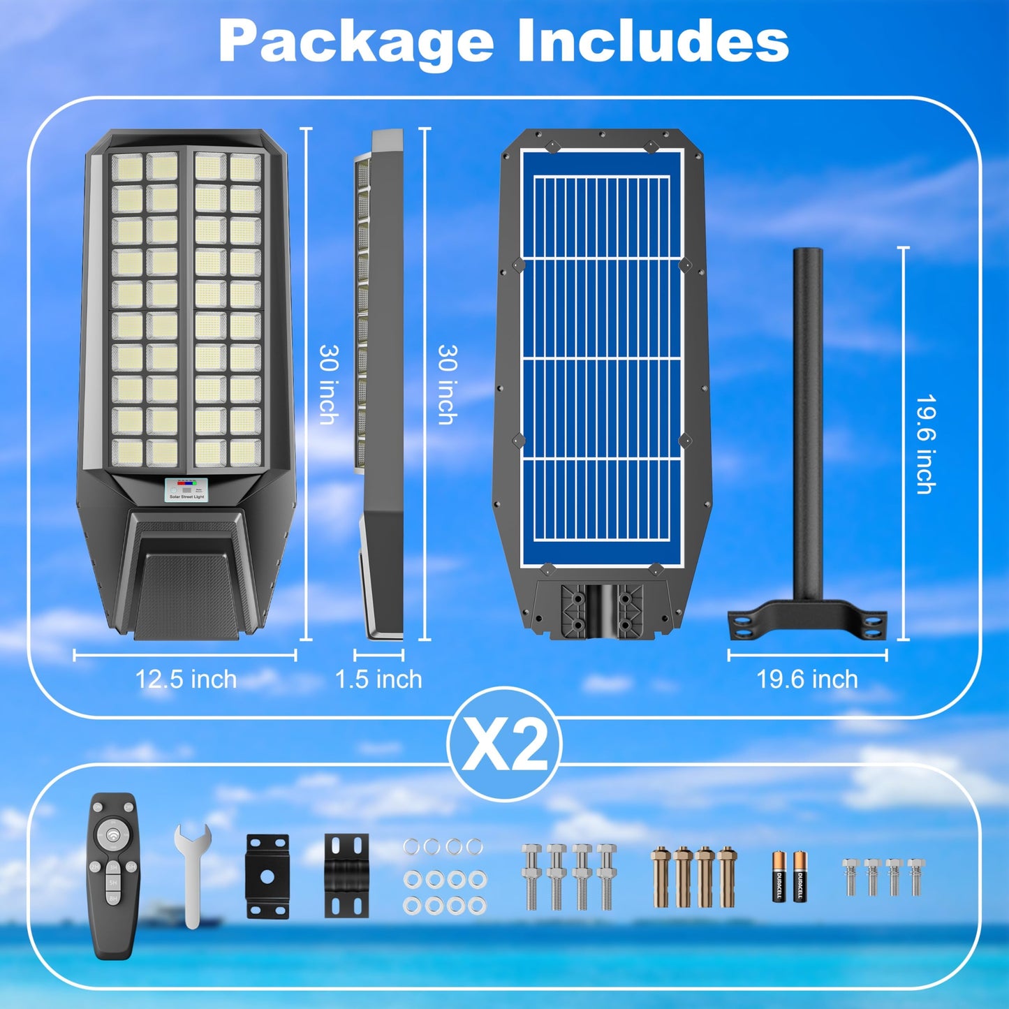 Loyoele Utral-Large Solar Street Light Solar Flood Lights Outdoor Waterproof Motion Sensor Led Lights Dusk To Dawn Lights With Remote Solar-Powered Parking Lot Light Commercial Area Lighting