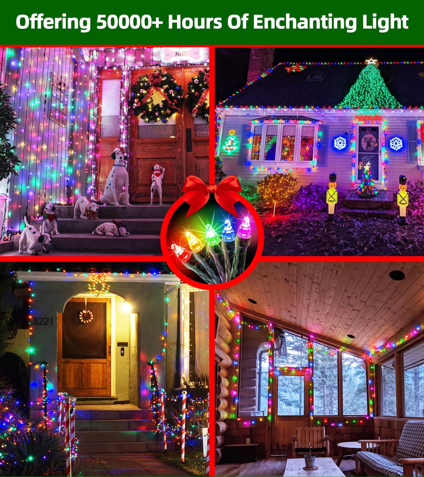 Quhuatu 750 Led 240Ft Christmas Lights Outdoor 12 Lighting Modes Christmas String Lights With Timer Dimmable Multicolor Led Stringlights Waterproof For Yard Tree Wedding Party Holiday Multicolor
