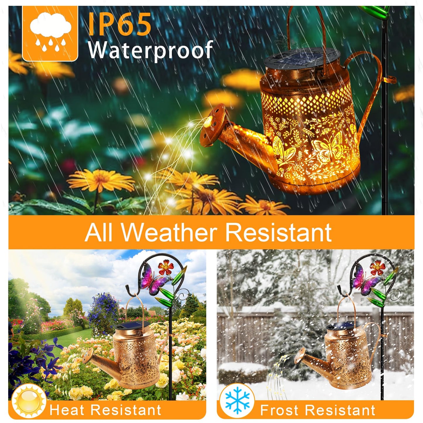 2 Pack Solar Powered Butterfly Watering Can Lights Waterproof Outdoor Decor With Shepherd Hook Hanging Patio Lights For Yard Garden Backyard Perfect Gardening Birthday Gift For Women Mom Grandma
