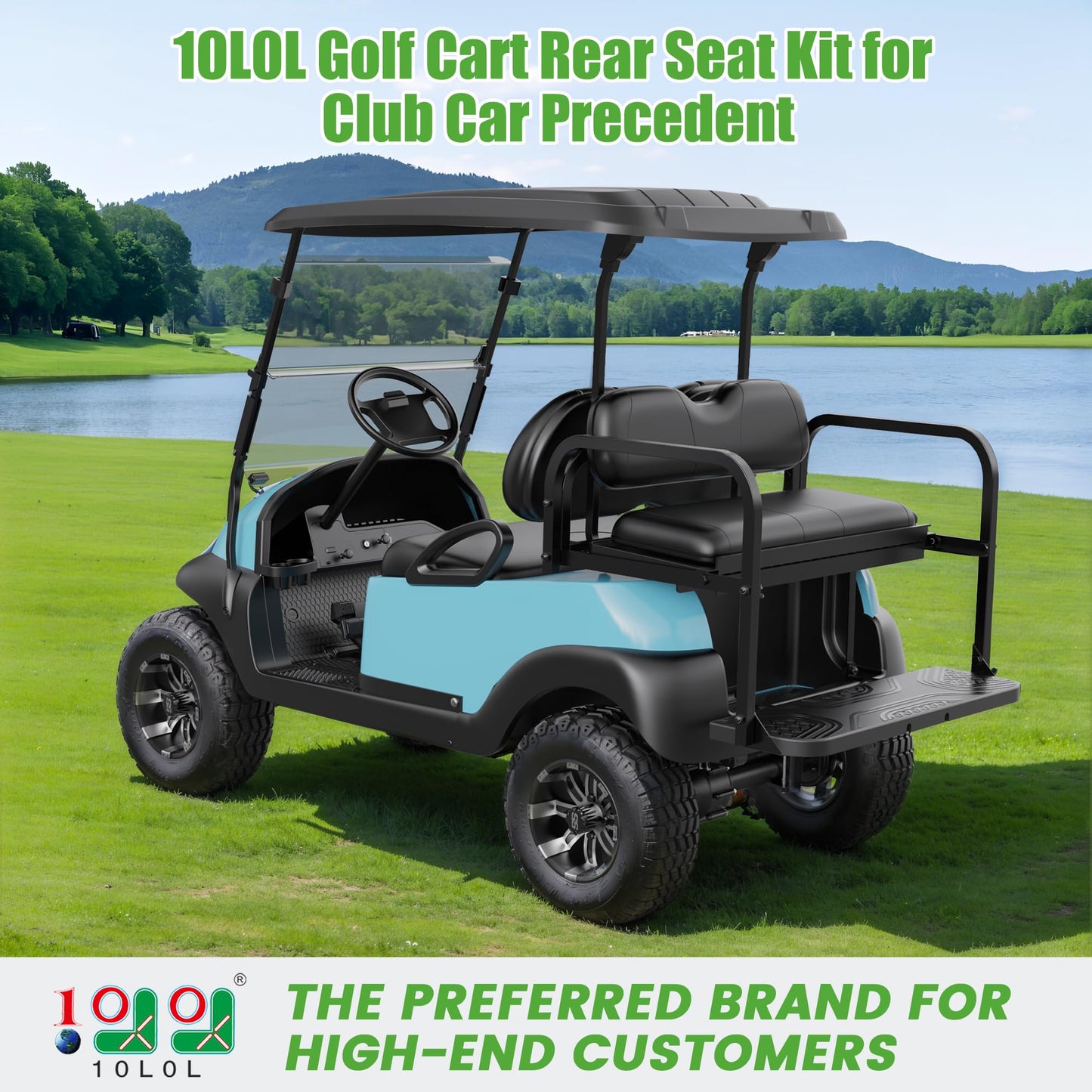 10L0L Golf Cart Rear Seat Kit for Club Car Precedent/Tempo/Onward 2004-Up | Back Flip Seat with High-Density Foam Cushions | Fold Down Rear Seat
