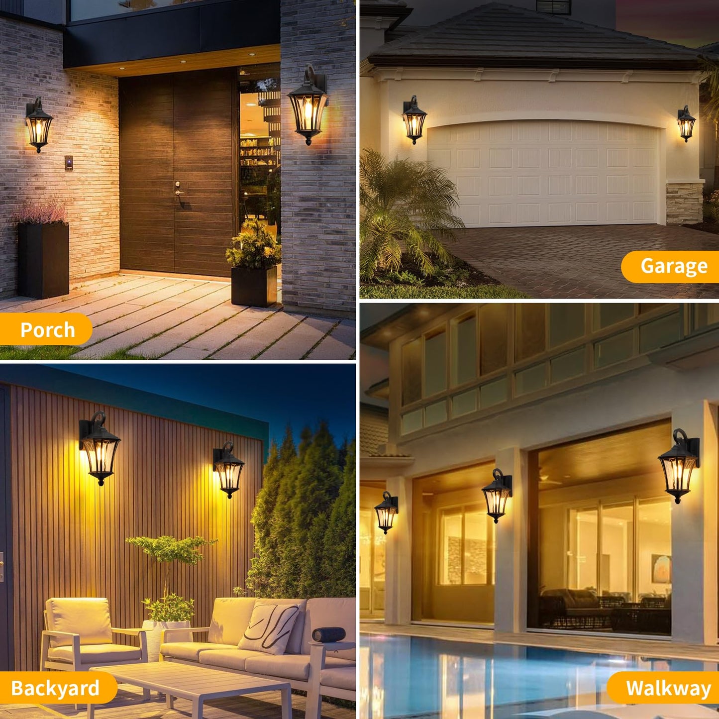 Ysn 19 Large Outdoor Wall Lights 2 Packs Black Porch Light Fixture Exterior Sconce Light Retro Outdoor Lighting Fixtures Wall Mount Waterproof Outdoor Lights For House Garage Yard