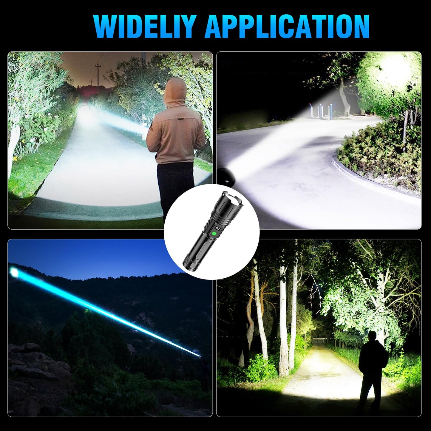 Rechargeable Flashlights High Lumens - 2000 Lumens Long Beam Super Bright Led Flash Light With Power Display & Ipx5 Waterproof For Camping 20H Runtime 5 Modes Zoomable Handheld Flashlight 3Pcs