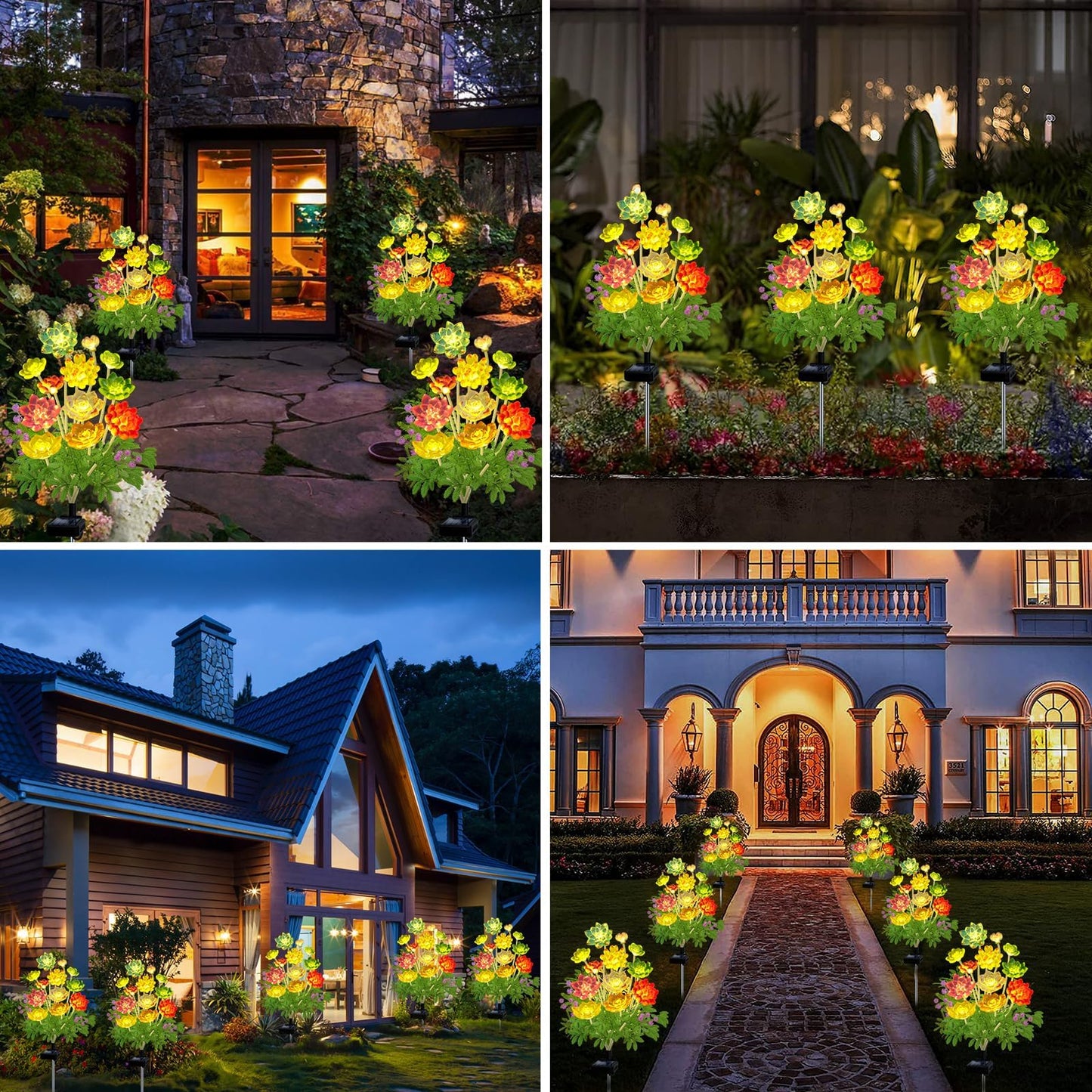 Kohlrabi Solar Garden Lights Outdoor Upgraded 6 Pack Succulent Solar Lights Gardening Gifts For Women Succulent Plant Yard Decor Waterproof For Lawn Patio Pathway