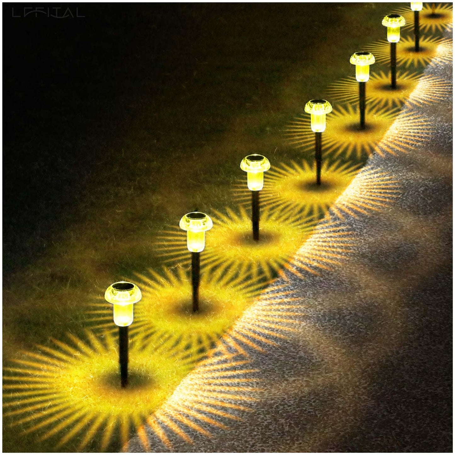 Lffital Solar Pathway Lights Outdoor 16 Pack Solar Mushroom Lights Outdoor Outside Led Lighting Stake Waterproof For Path Lawn Garden Driveway Landscape Backyard Courtyard(Warm White)