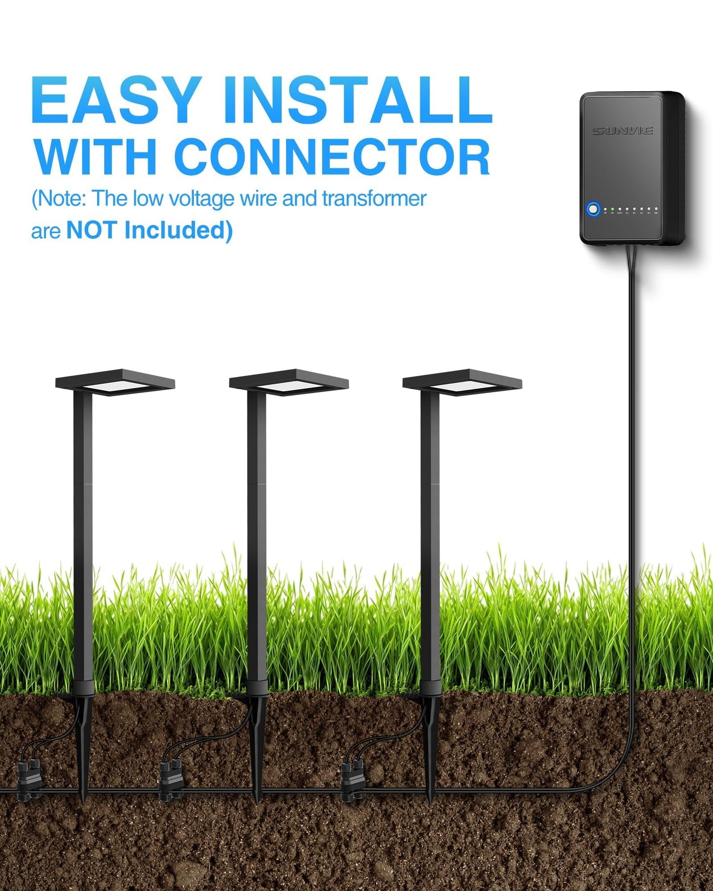 Sunvie 3Cct Low Voltage Pathway Lights Wired Pathway Lights Outdoor 5W 3000K Anti Glare Led Low Voltage Landscape Lighting Waterproof Landscape Path Lights For Walkway Backyard Garden Patio 4 Pack