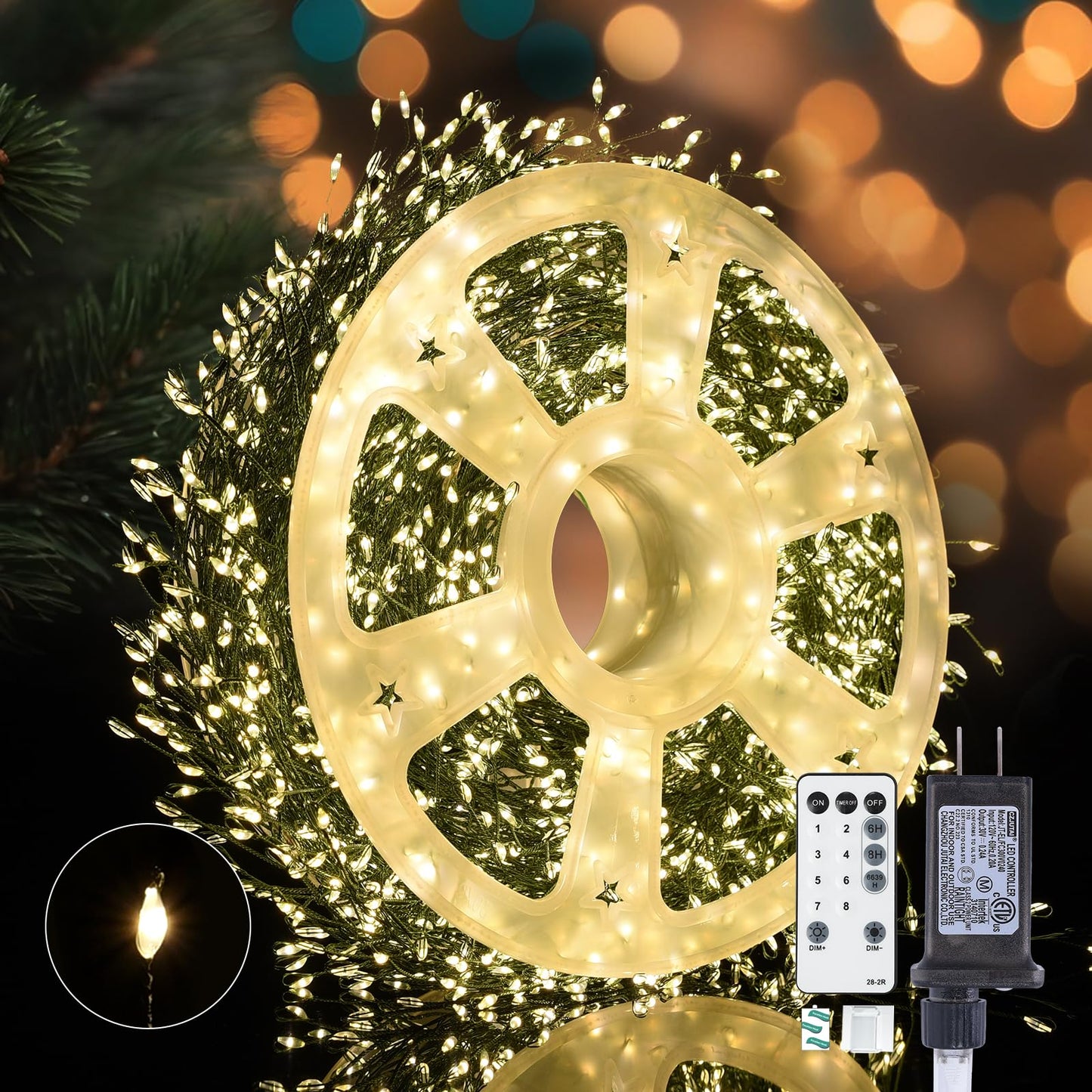 Fairy Lights Plug In Dailyart 2000 Led Twinkle String Light With Remote 130Ft Waterproof 8 Modes Warm Cluster Lights With Timer For Bedroom Wreath Window Wedding Christmas Tree Decoration Green Wire