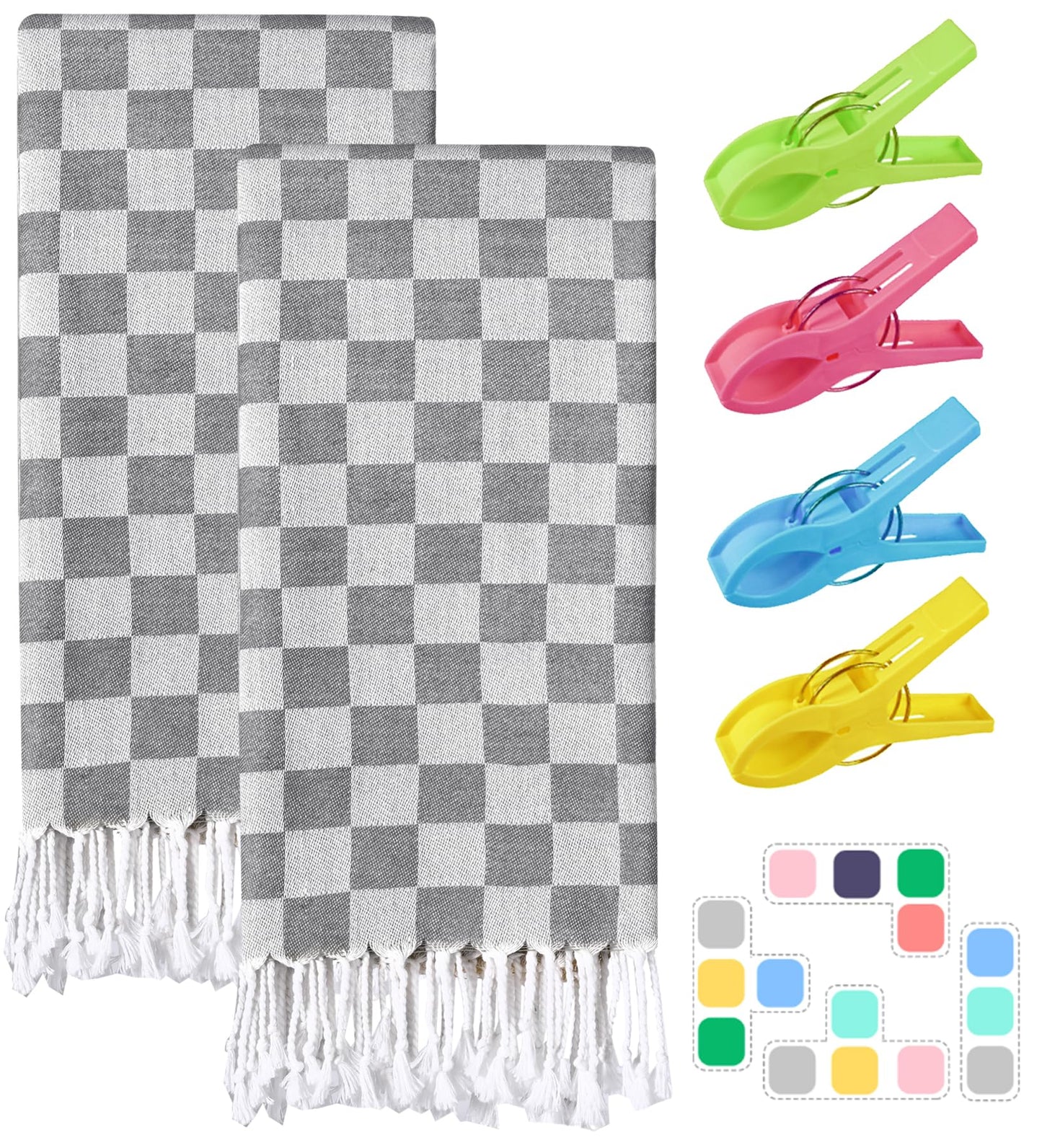 2 Packs Turkish Beach towel Vacation Essentials Blanket Bath Pool Towel Extra Large Sand Free Fast Drying Lightweight Swim Necessities Women Summer Gift Vacation Travel Accessories Thin Sandless