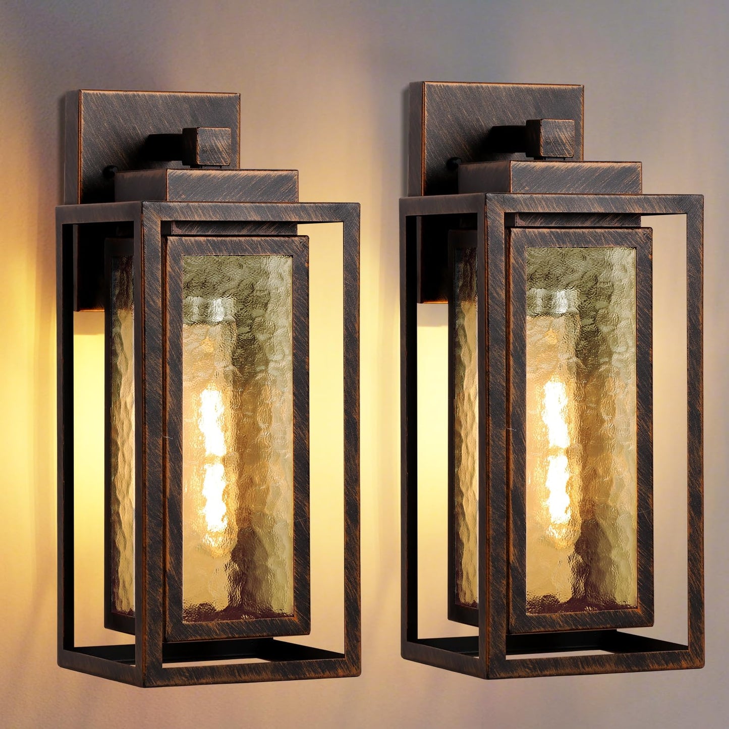 Water Ripple Exterior Porch Light Fixture 2 Pack Outdoor Wall Lantern Black Gold Wall Mount Lamp Waterproof Exterior Lighting Fixtures Outside Garage Sconce Lighting For Doorway Outdoor Indoor