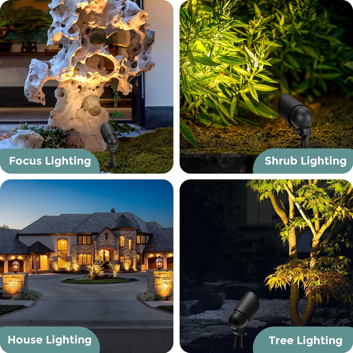 Gardencoin Low Voltage Landscape Spotlight 12V Led Outdoor Landscape Lighting Landscape Spot Lights Wired For Garden And Yard Aluminum Up Lighting Fixture With 5W Mr16 Replaceable Bulb (2 Pack)
