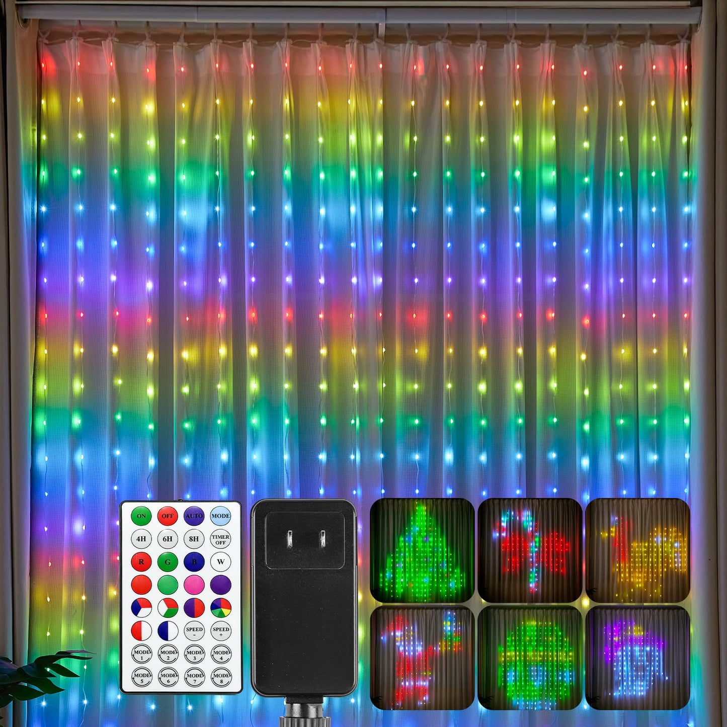 Brightown 540 Rgbic Led Smart Curtain Fairy Lights 4.9X6.6Ft Dynamic Color Changing Christmas String Lights With Remote Ip65 Waterproof Smart Wall Window Lights For Bedroom Living Room Garage