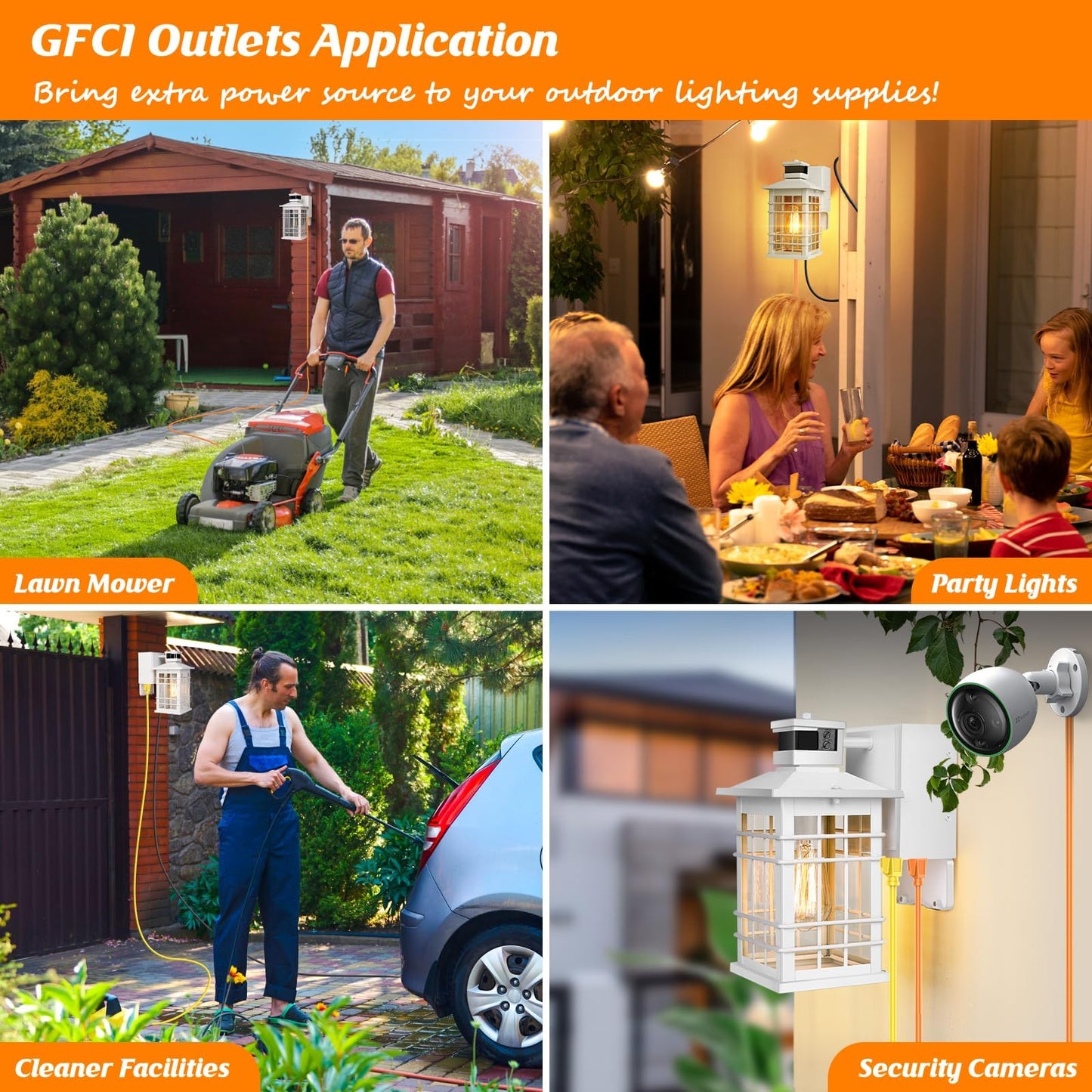 Porch Light With Gfci Outlets White Motion Sensor Dusk To Dawn Outdoor Wall Light Fixture 2-Pack Waterproof Outside Wall Lantern Sconce 3 Lighting Modes Exterior Wall Light For Front Door House