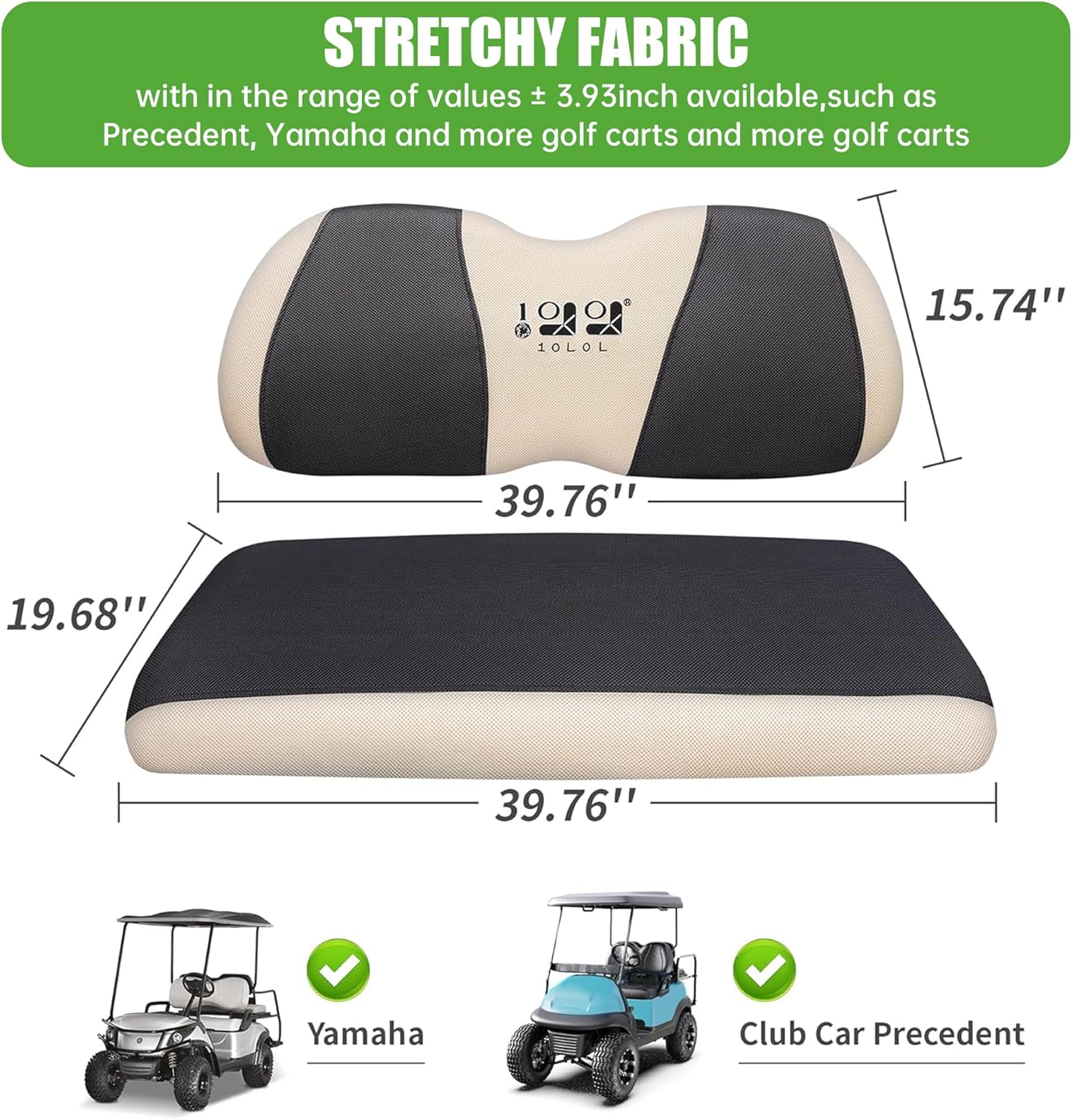 10L0L Golf Cart Seat Covers Universal for Yamaha Club Car Precedent Standard Front Seats, Breathable Mesh Bench Seat Cover, No Drilling Seat Cushion, All-Season Comfort Cool in Summer & Warm in Winter