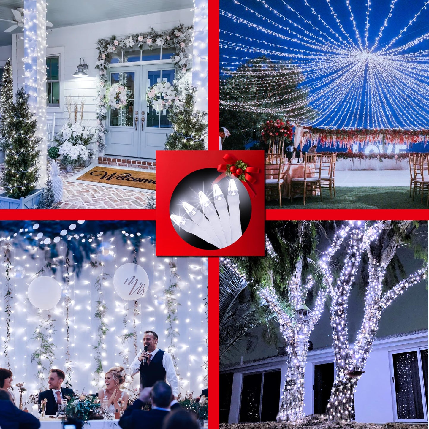 750Led Christmas Lights Outdoor Use 240Ft 12 Modes Cool White Led String Lights With Timer Dimmable Waterproof Christmas Tree Lights For Xmas Patio Yard Fence Balcony Garden Decor Cool White