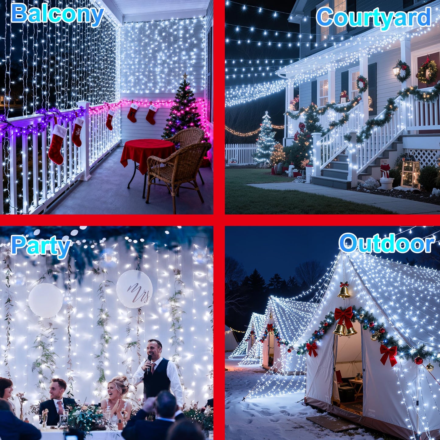 1500Led Christmas Lights Outdoor Use 470Ft 12 Modes Cool White Led String Lights With Timer Dimmable Waterproof Christmas Lights For Tree Wedding Xmas Patio Fence Balcony Garden Decor Cool White
