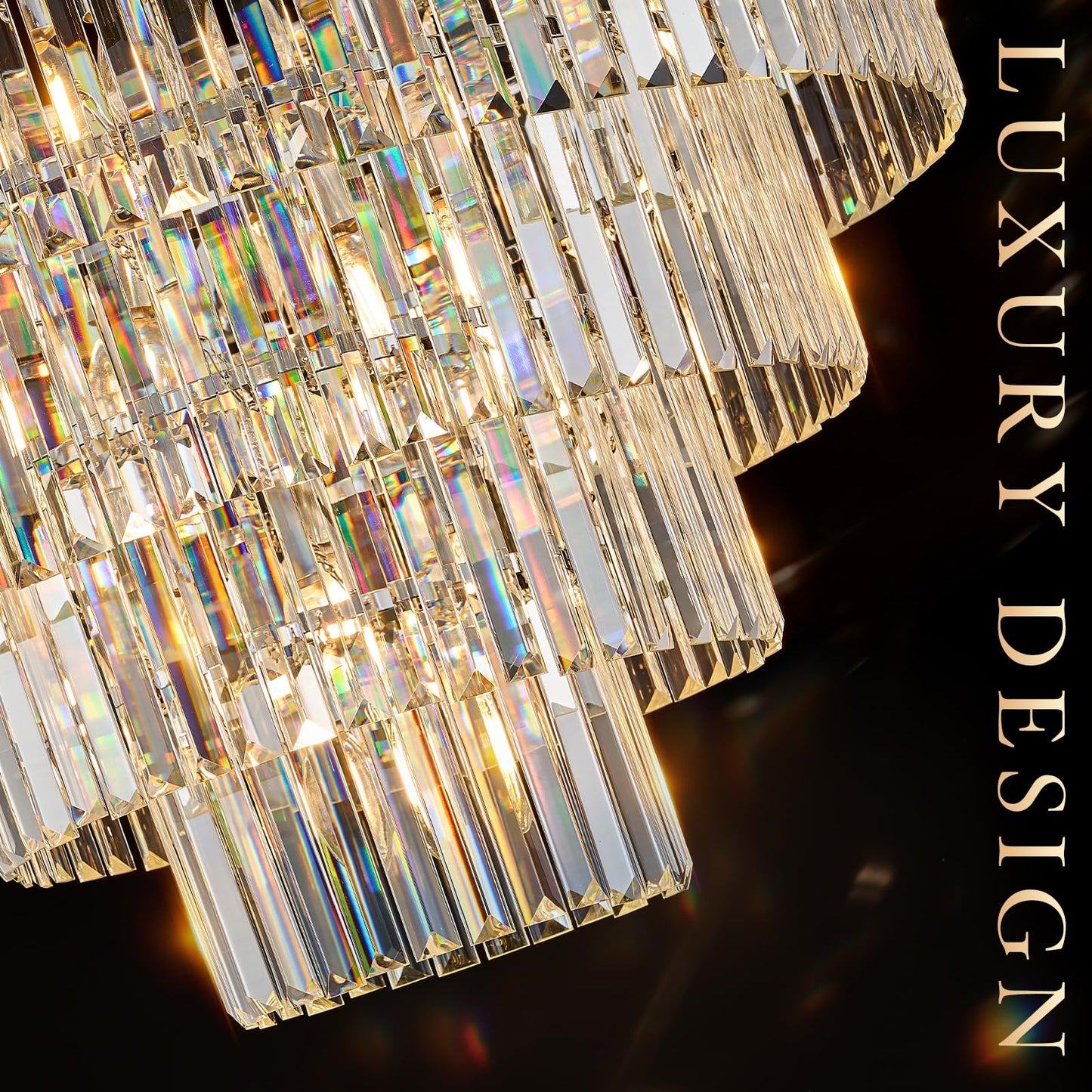 23 Lights Large Crystal Chandeliers 36 Modern Chrome stylish Chandelier For Foyer Staircase Chandeliers 6 Tiers Round K9 Ceiling Pendant Lighting Fixture For Living Dining Room