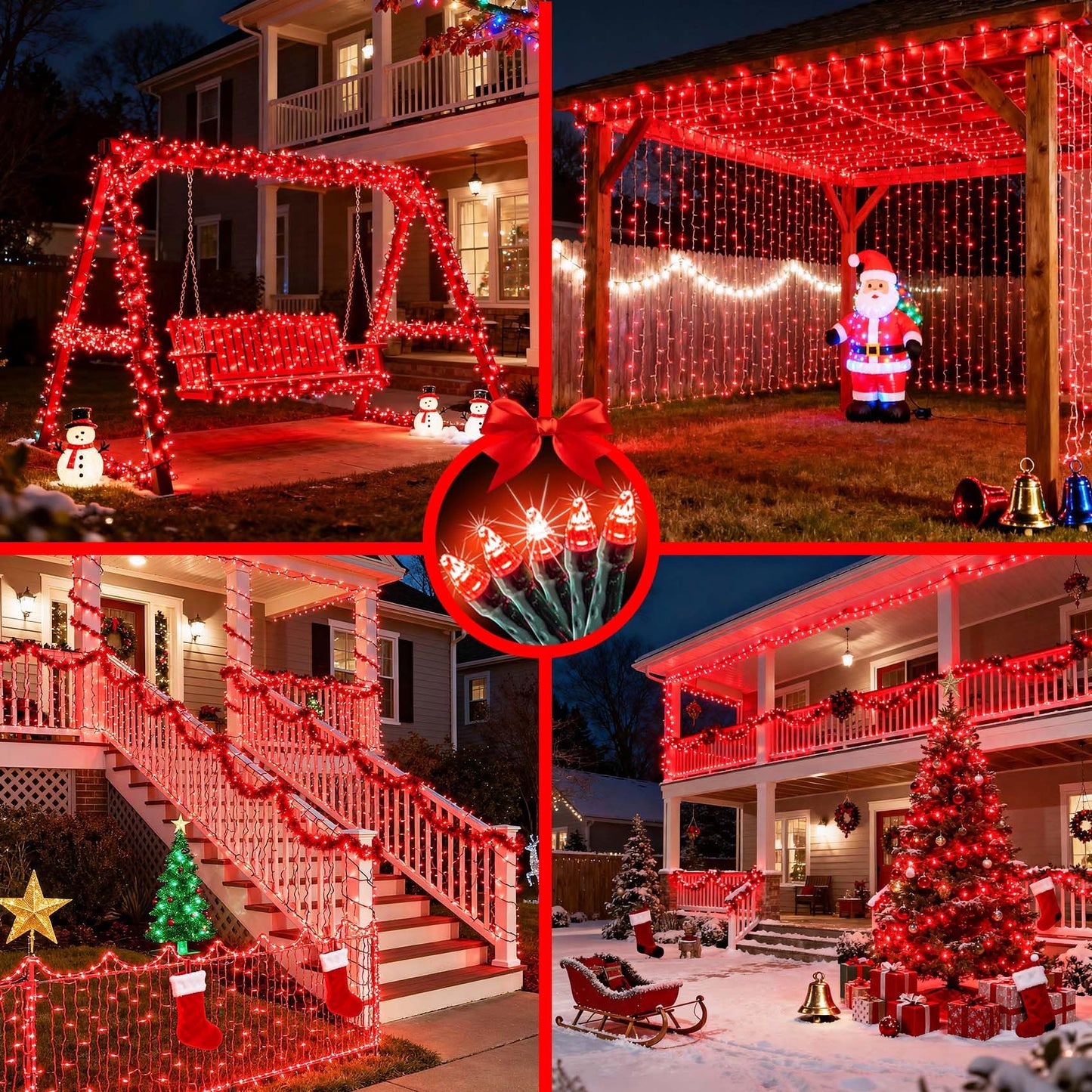 1500 Led 470Ft Christmas String Lights Outdoor 12 Pro Modes And Timer Memory & Brightness Plug In Waterproof Dark Green Wire Twinkle Light For For Xmas Yard Tree Wedding Party Decor (Red)