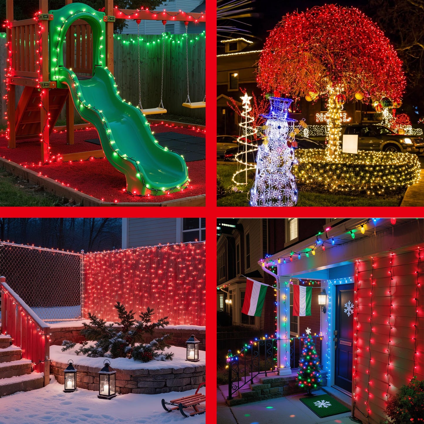 Xikengshq 750Led Christmas Lights Outdoor Use 240Ft 12 Modes Red Led String Lights With Timer Dimmable Waterproof Christmas Tree Lights For Xmas Patio Yard Fence Balcony Garden Party Decor Red