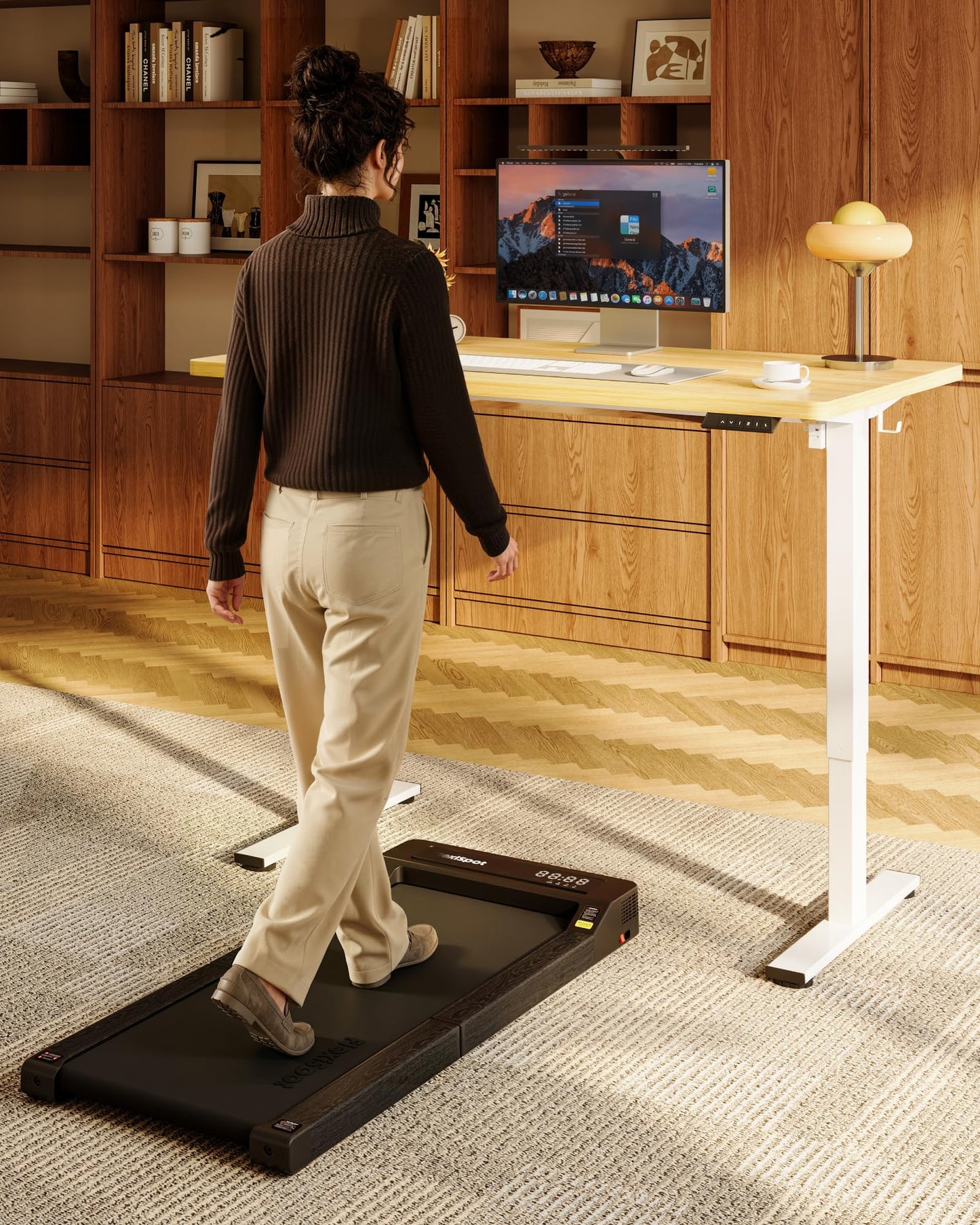 FLEXISPOT EN1 One-Piece Standing Desk, 40"x24" Seamless Desktop Electric Height Adjustable Desk for Home Office, Multi-Monitor Setups & Easy Assembly, Maple