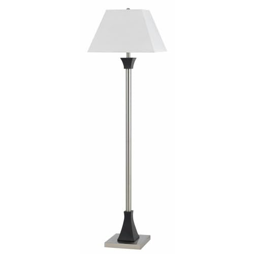 Cal 100W Metal Floor Lamp, Brushed Steel, 60inH, Model LA-8021FL-1-BS, 17inL x 12inW
