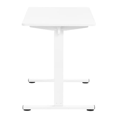 OSP Home Furnishings Primo Sit-to-Stand Electric Height Adjustable Office Desk with Hook, White, 4 Feet Wide