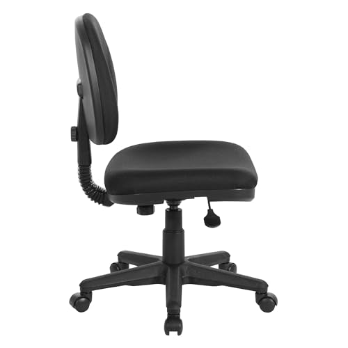 Office Star Pneumatic Sculptured Office Task Chair with Thick Padded Seat and Built-in Lumbar Support, Black