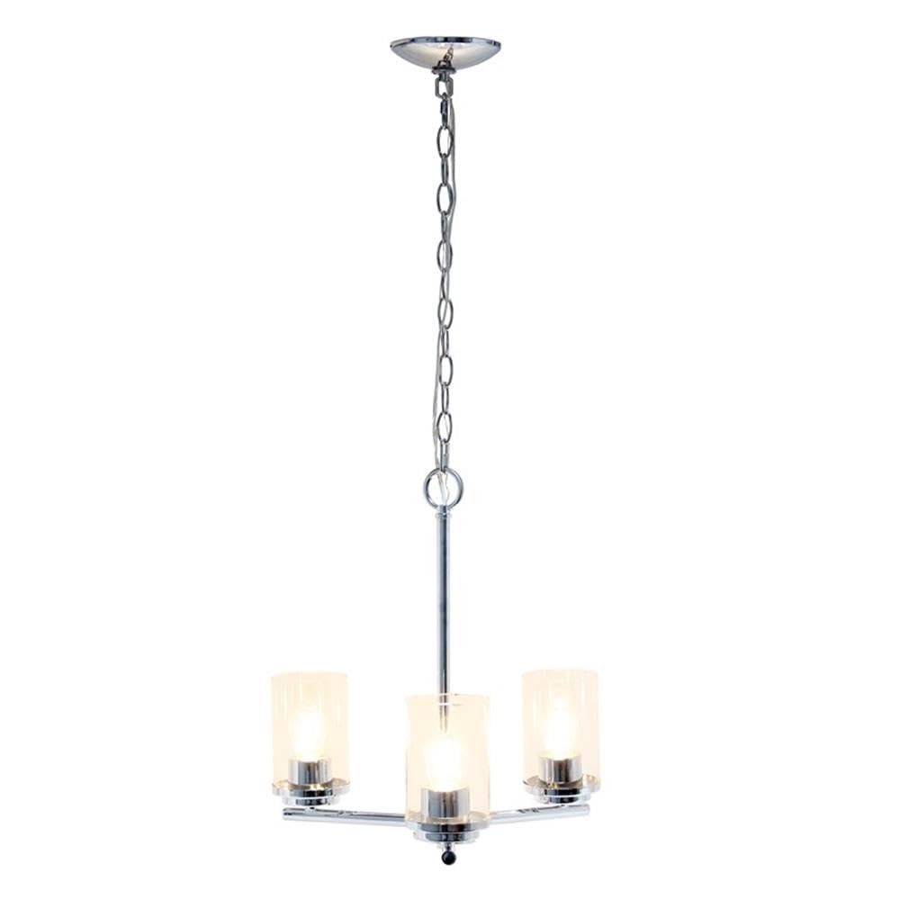 LALIA HOME 3-Light Pendant Chandelier, Classic Contemporary, Clear Glass & Metal, 15x15x64, Chrome, Model LHP-3012