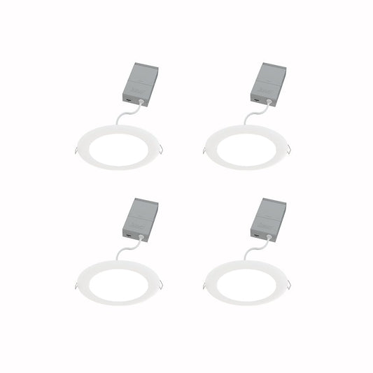 Juno Led Recessed Lights 6 Inch Round Wafer Downlight  5-In-1 Switchable White Color Temperature  120 Volts  6-Inch Ultra-Thin Flat Trim  Matte White  4-Pack (Wf6 Sww5 90Cri Mw Cp4 M2)