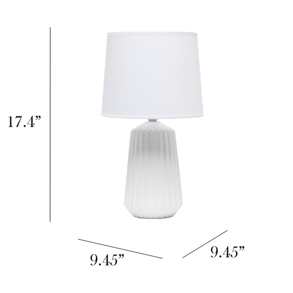 Simple Designs LT1119-OFF Ceramic Bedside Table Lamp, Off White, 9.45inL x 9.45inW x 17.4inH