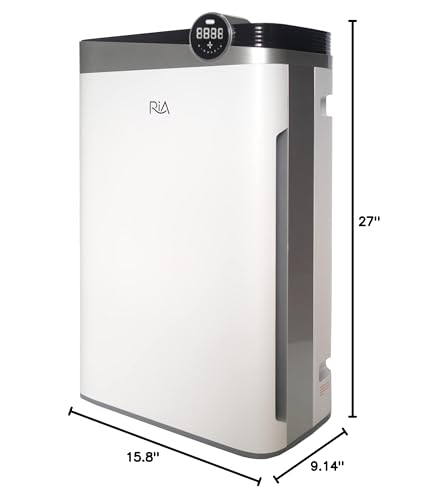 RIA BreezeGuard HEPA Air Purifier for Home & Large Rooms up to 2500 Sq Ft – Smart Air Cleaner with Evaporative Humidifier, App Control, PM2.5 Sensor, for Pets, Allergies, Smoke & Dust